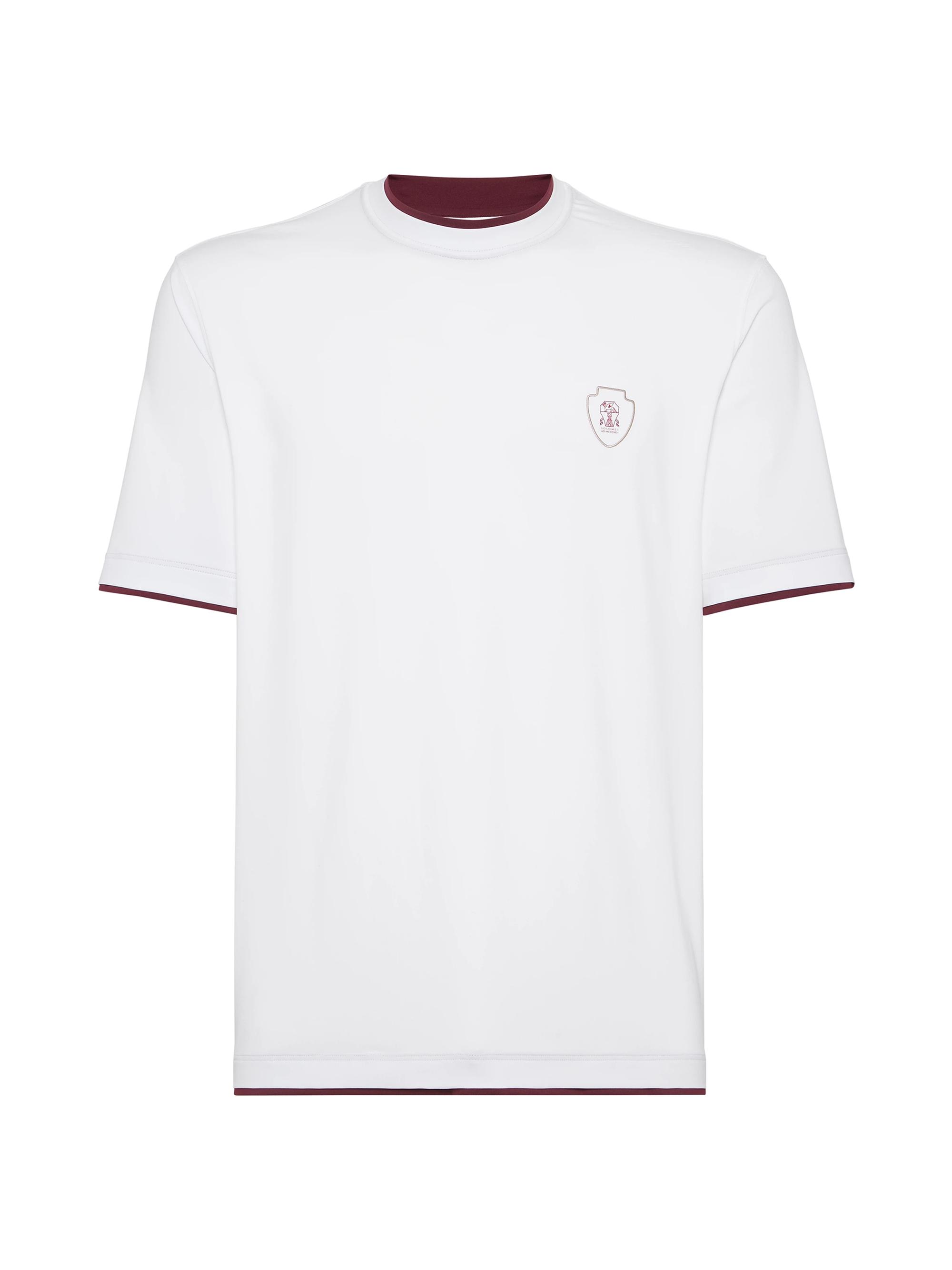 Brunello Cucinelli Men's Comfort Nylon Crew-Neck T-Shirt with Faux Layering - White