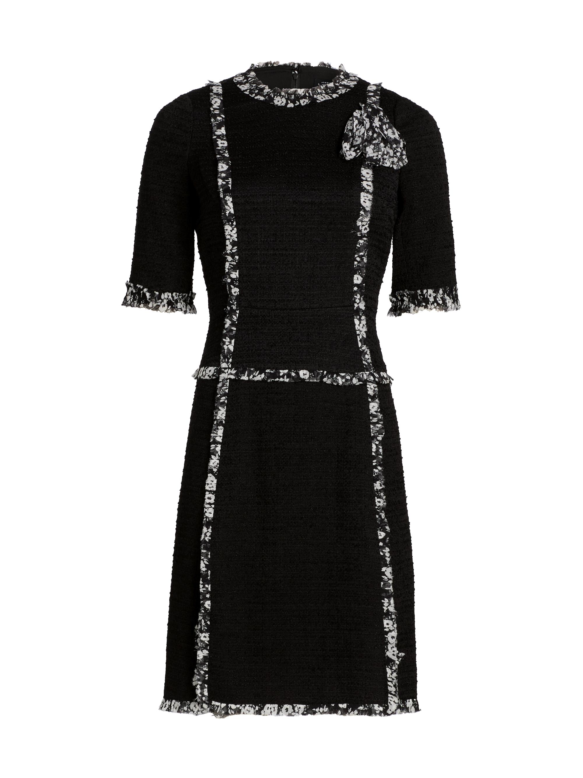 Teri Jon by Rickie Freeman Women's Floral-Trim Corsage Cocktail Dress - Black White