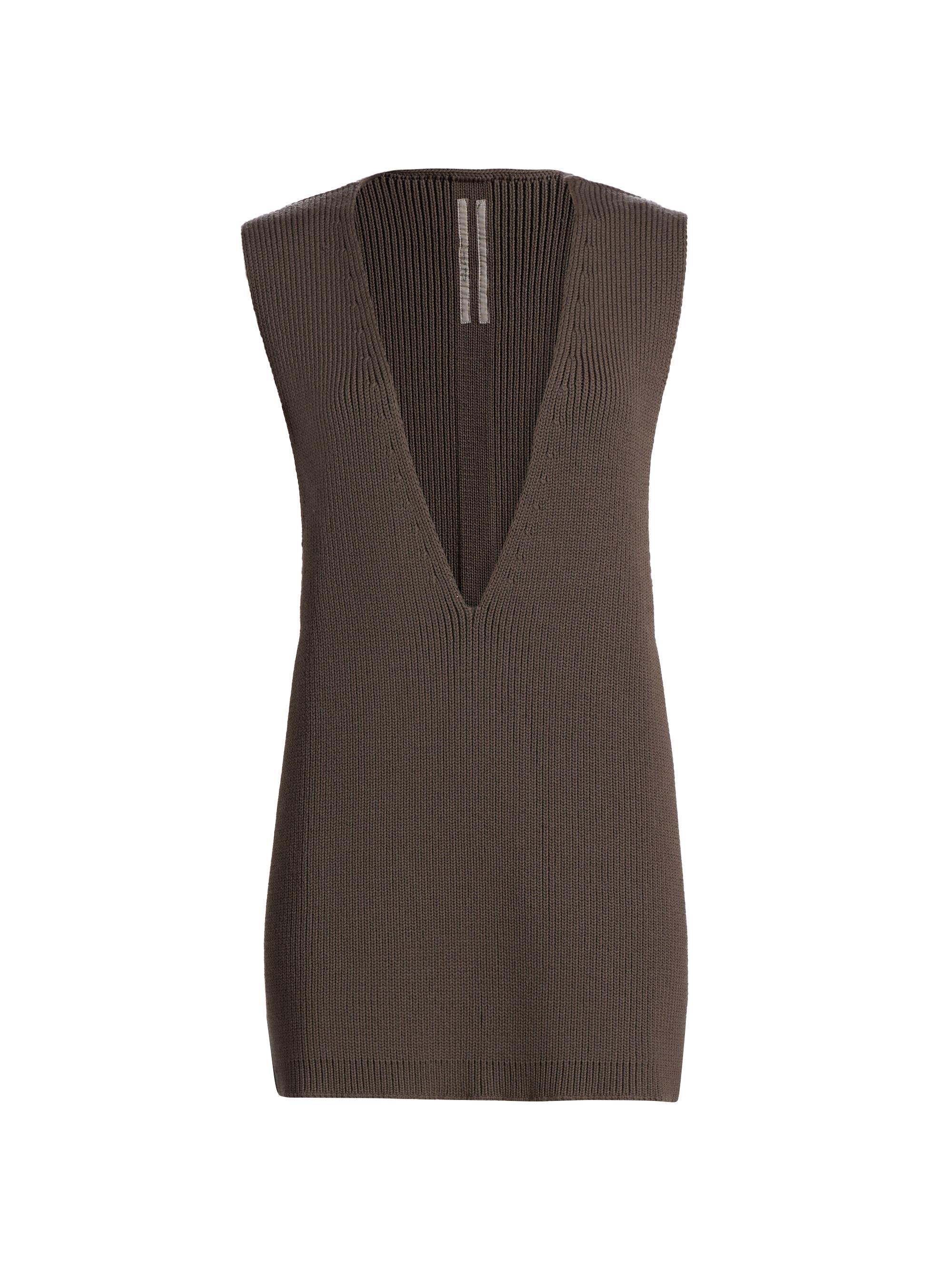 Maglia Plunging V-Neck Sleeveless Wool Top