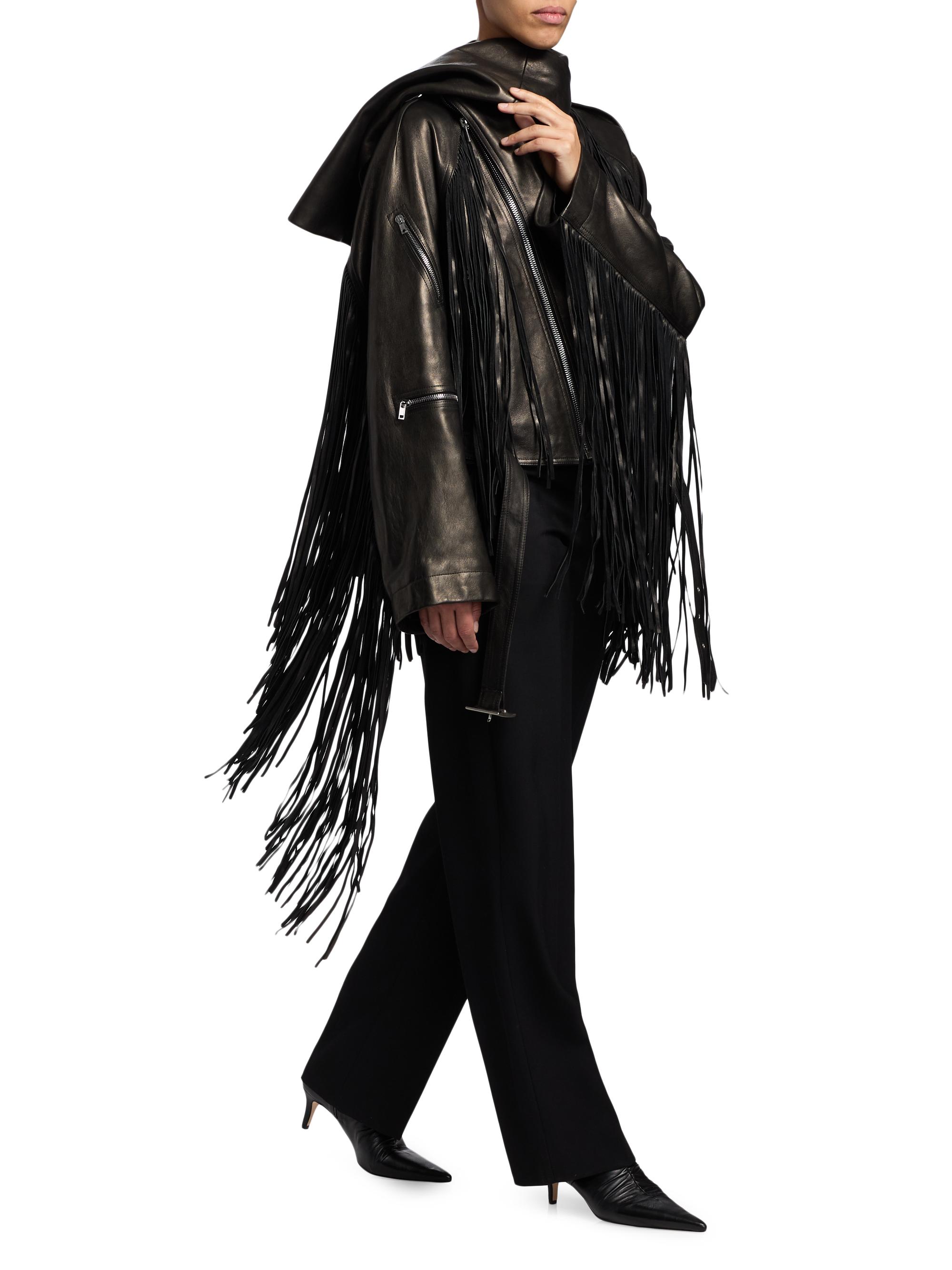 Rick Owens Scarf Flight Leather Crop Jacket | Saks Fifth Avenue