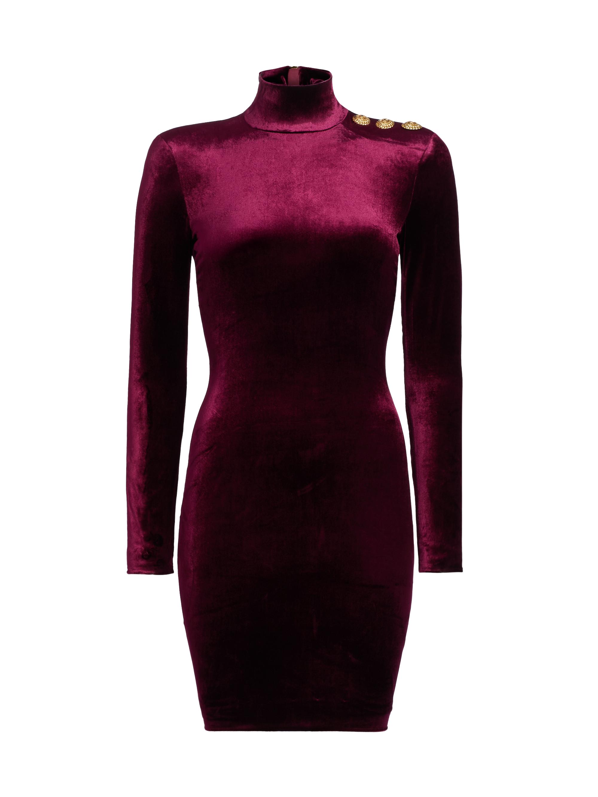 Balmain Women's Long-Sleeve Velvet Body-Con Minidress - Violet