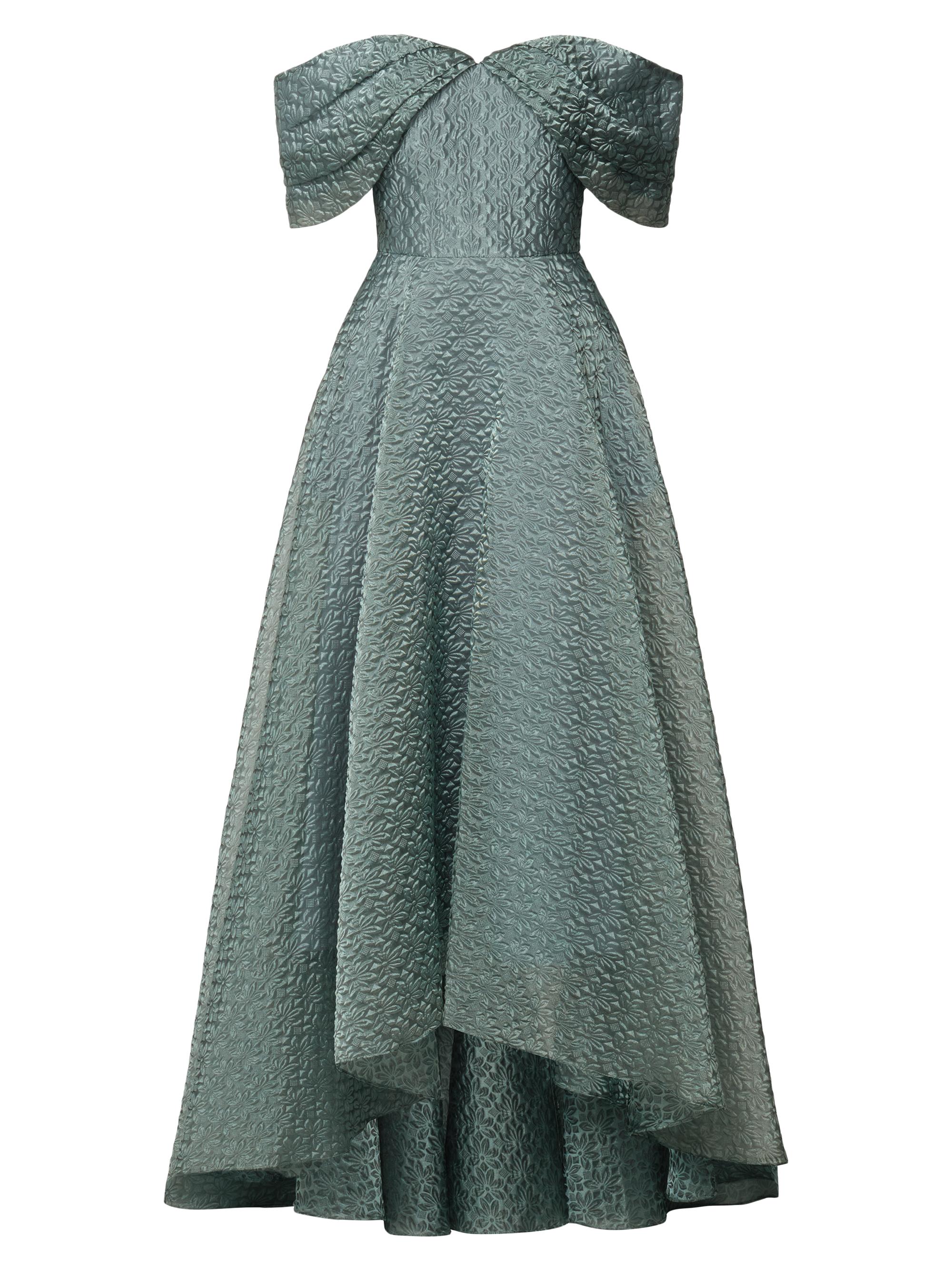 Theia Women's Elysia Cloud Jacquard Off-the-Shoulder Gown - Silverpool