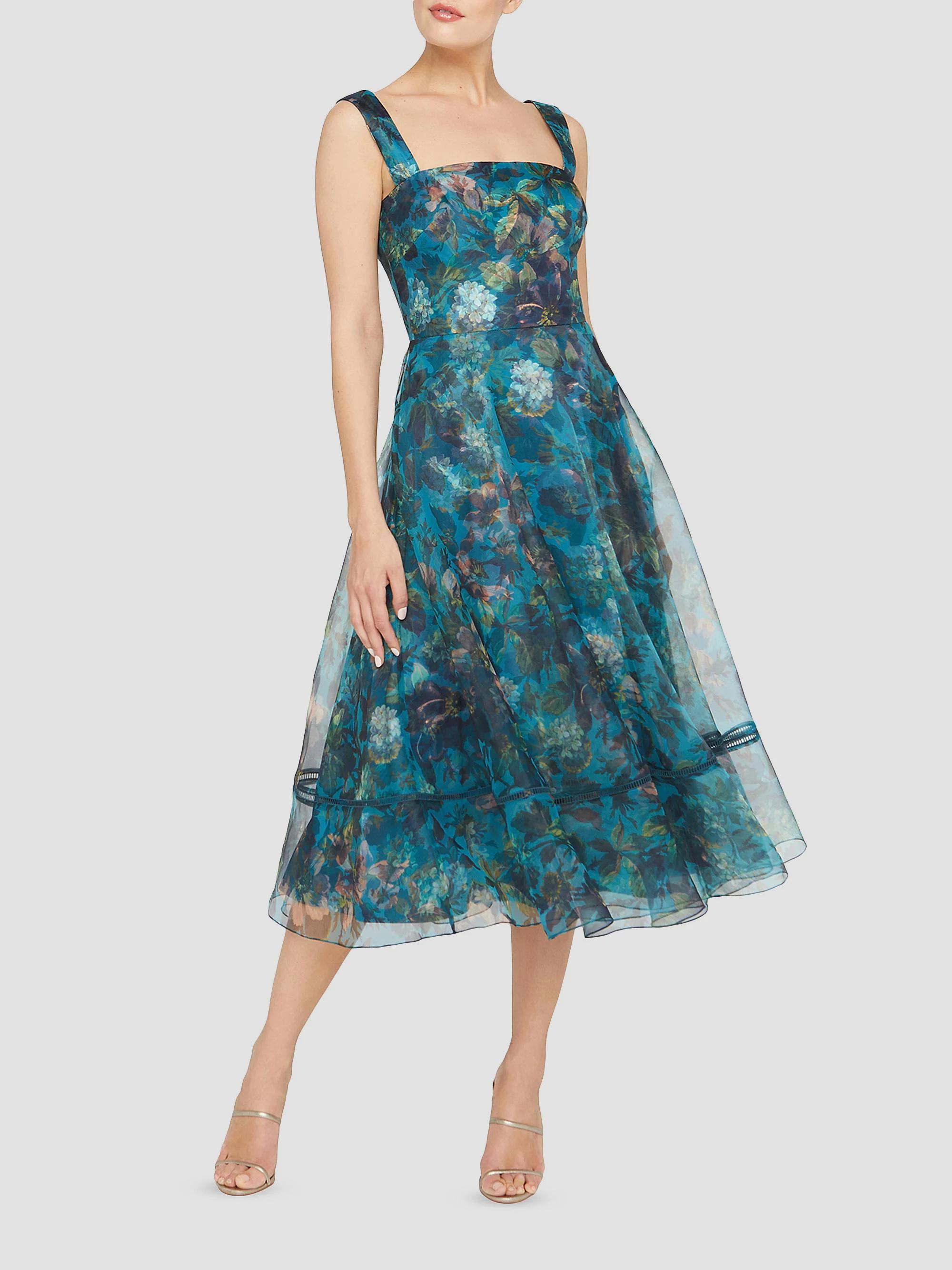 gilli anissa knit dress Theia Floral Organza Square-Neck Midi-Dress Polka dot