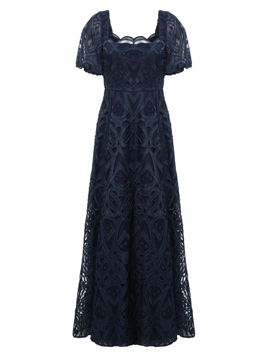 chinese dress ladies Black Lace Maxi Dress with Slip