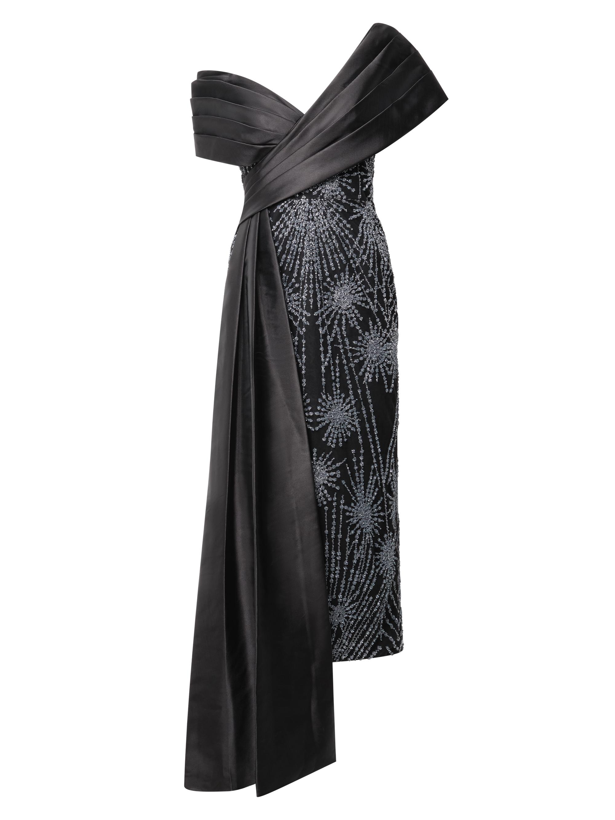 white christmas dresses Illusion Murals Off The Shoulder Beaded Illusion Column Gown
