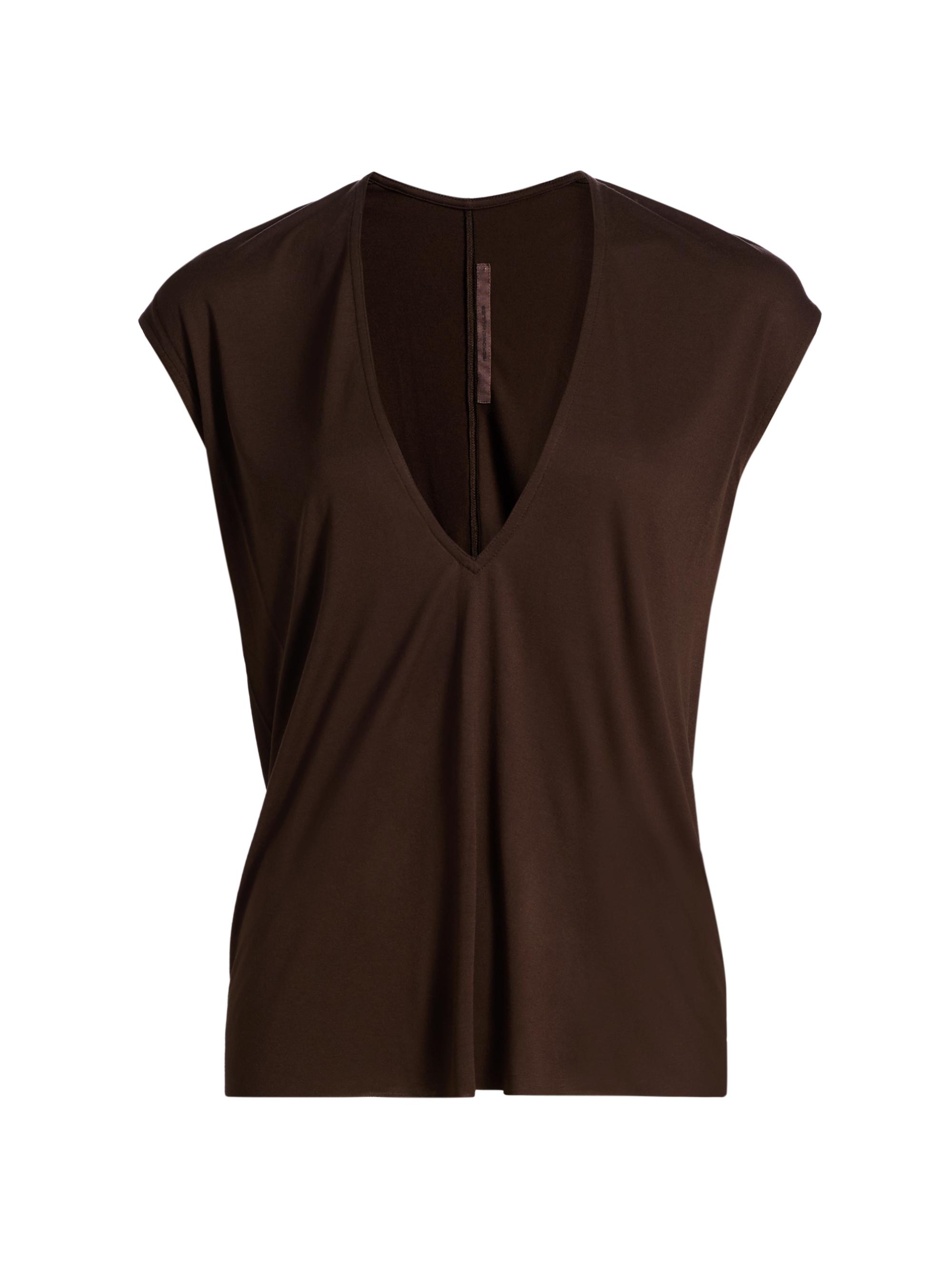 Rick Owens Women's Dylan Jersey Knit Cap-Sleeve Top - Raisin