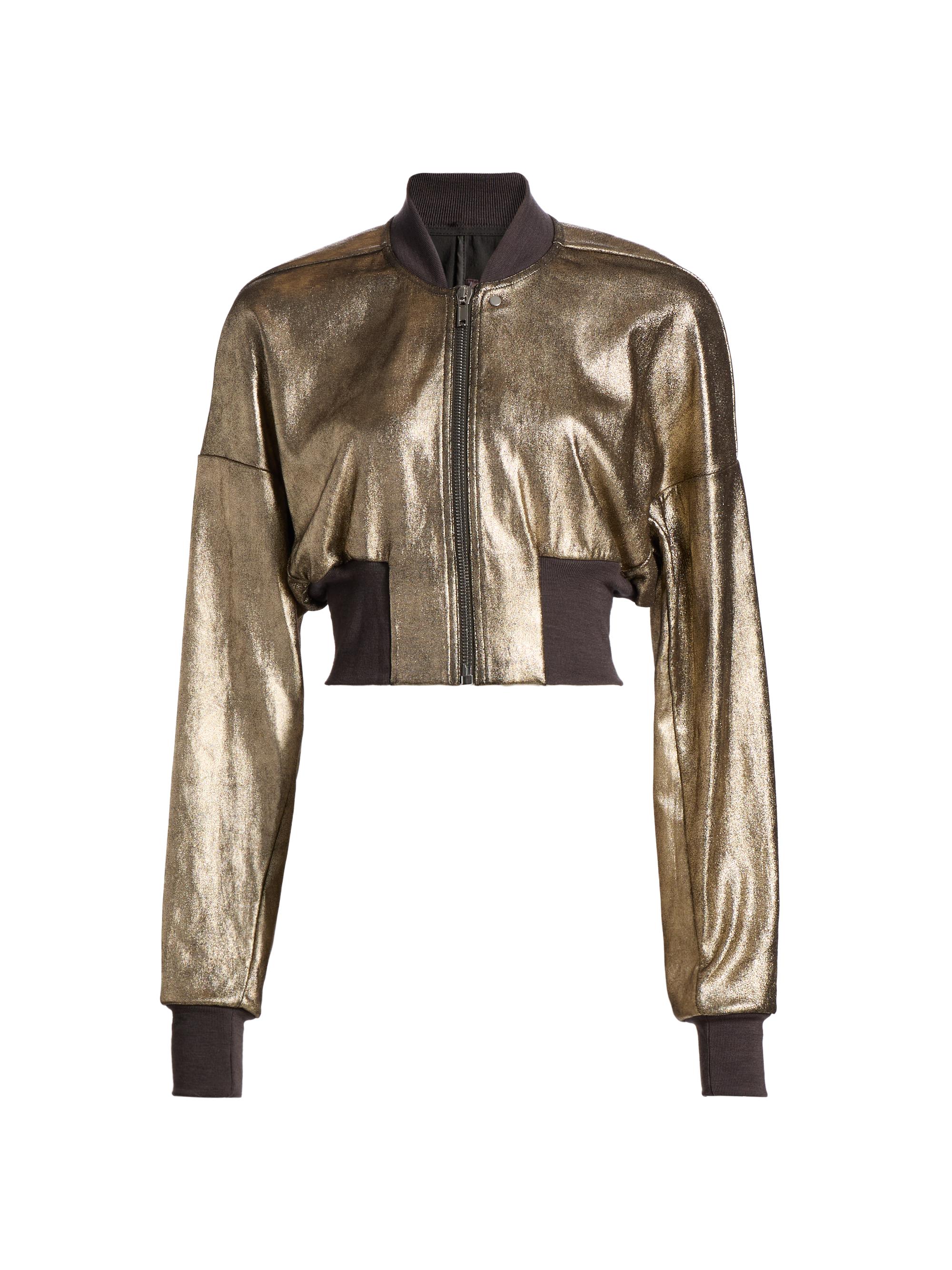 Rick Owens Women's Flight Metallic Leather & Cotton-Blend Crop Jacket - Gold