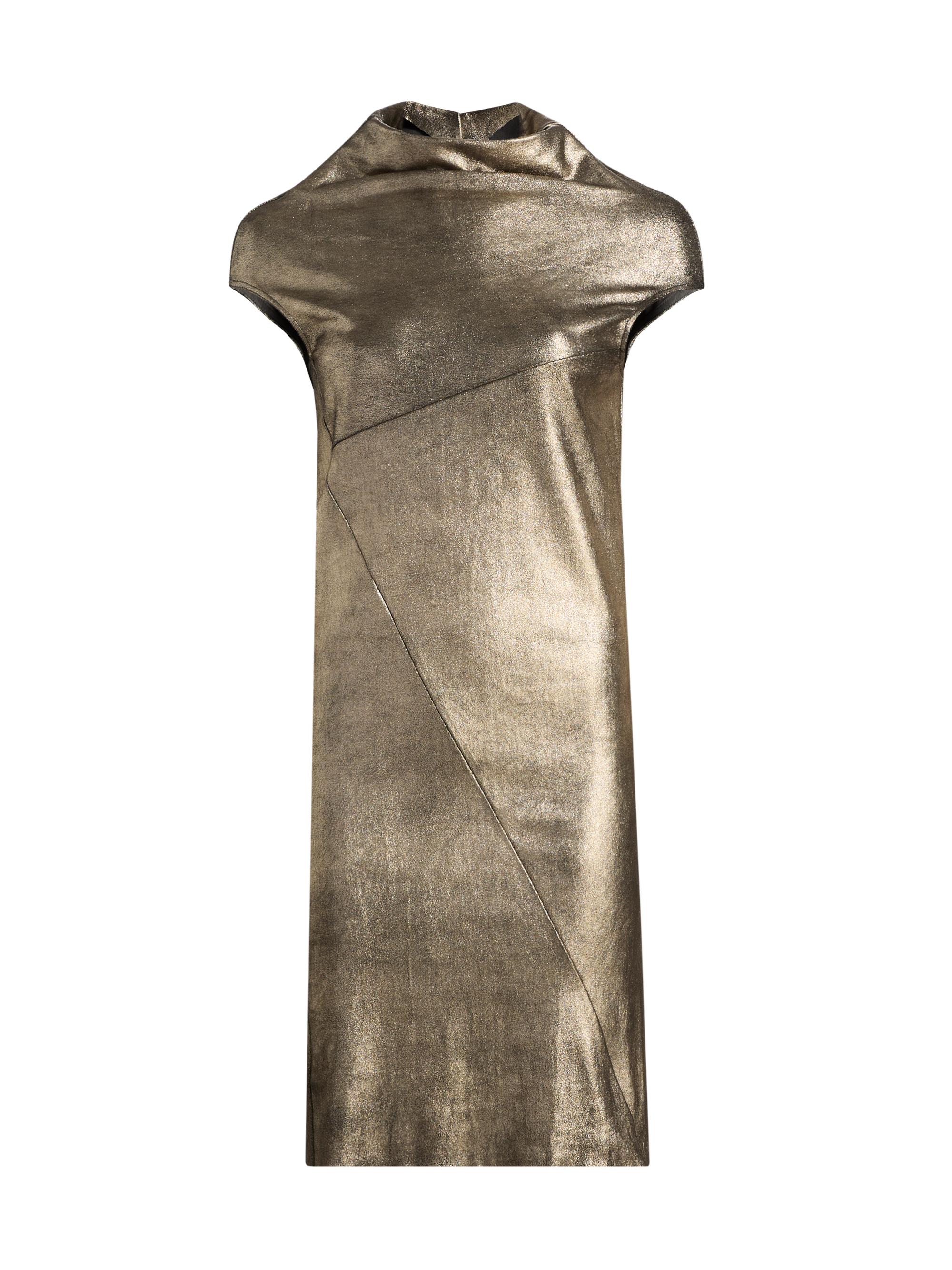 Rick Owens Women's Aggy Metallic Leather & Cotton-Blend Knee-Length Dress - Gold