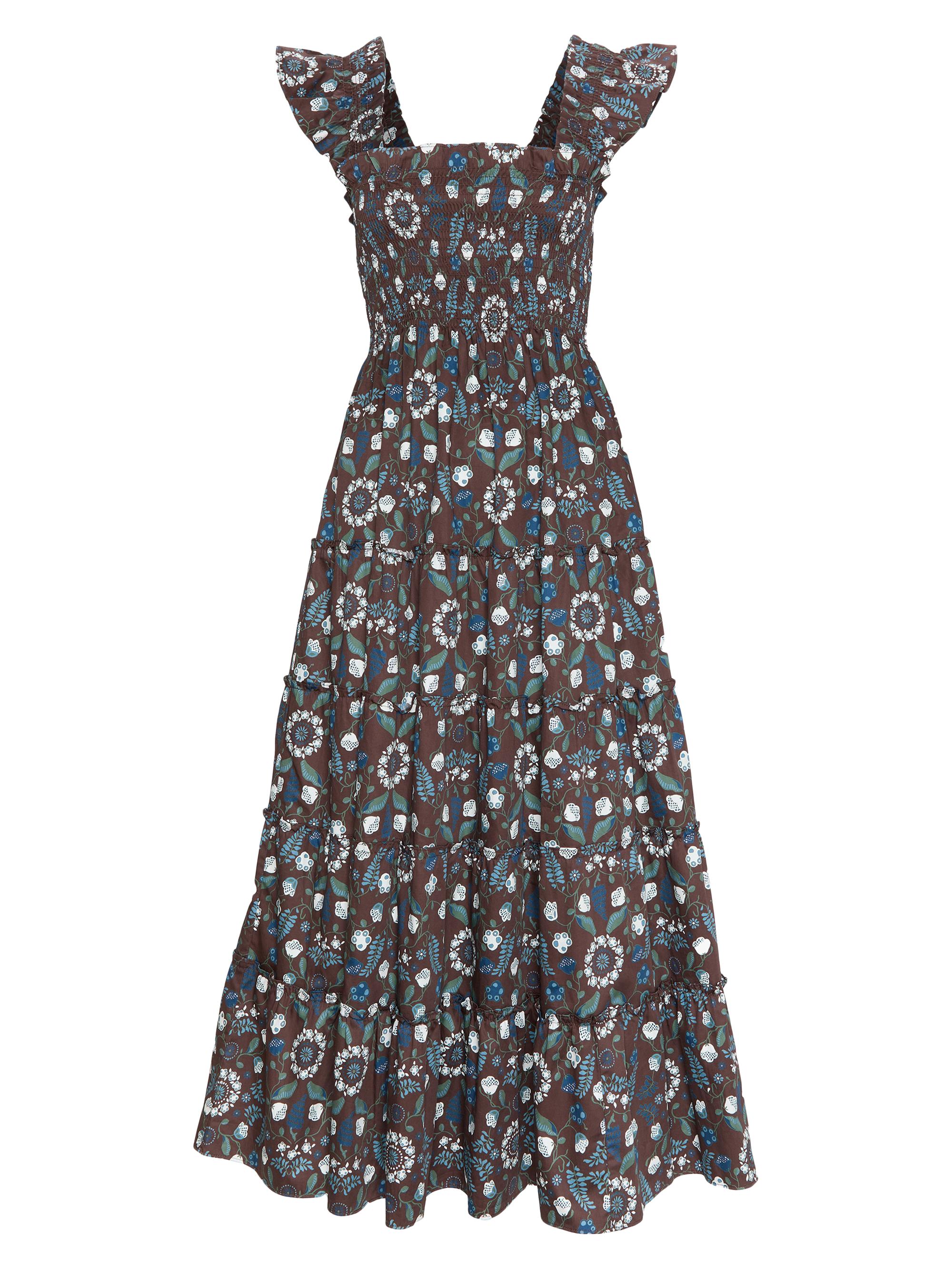 Hill House Home Women's The Ellie Maxi Nap Dress - Chocolate Swedish Floral