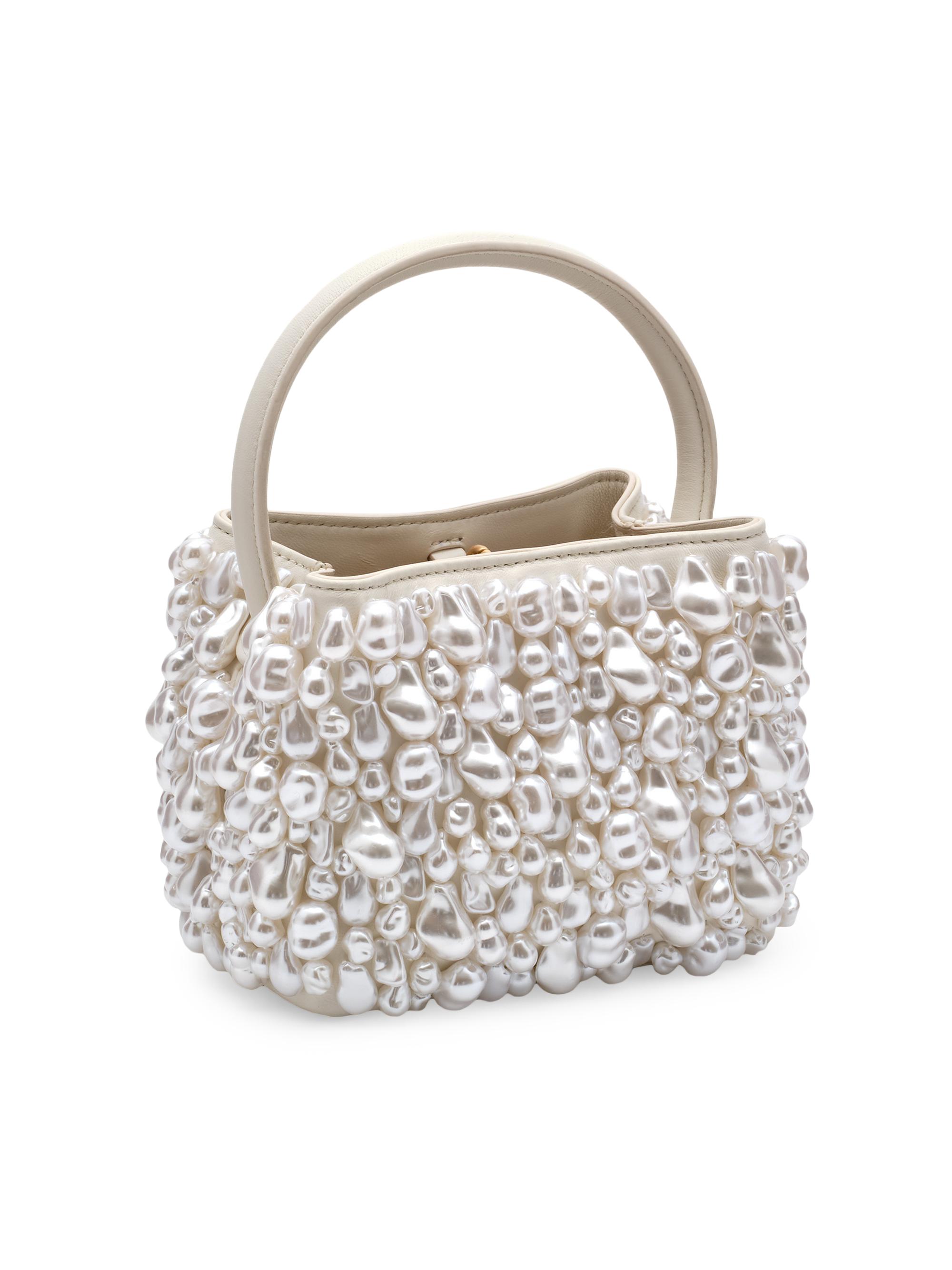 Cult Gaia Solene Leather & Imitation Pearl Top Handle Bag | Saks
