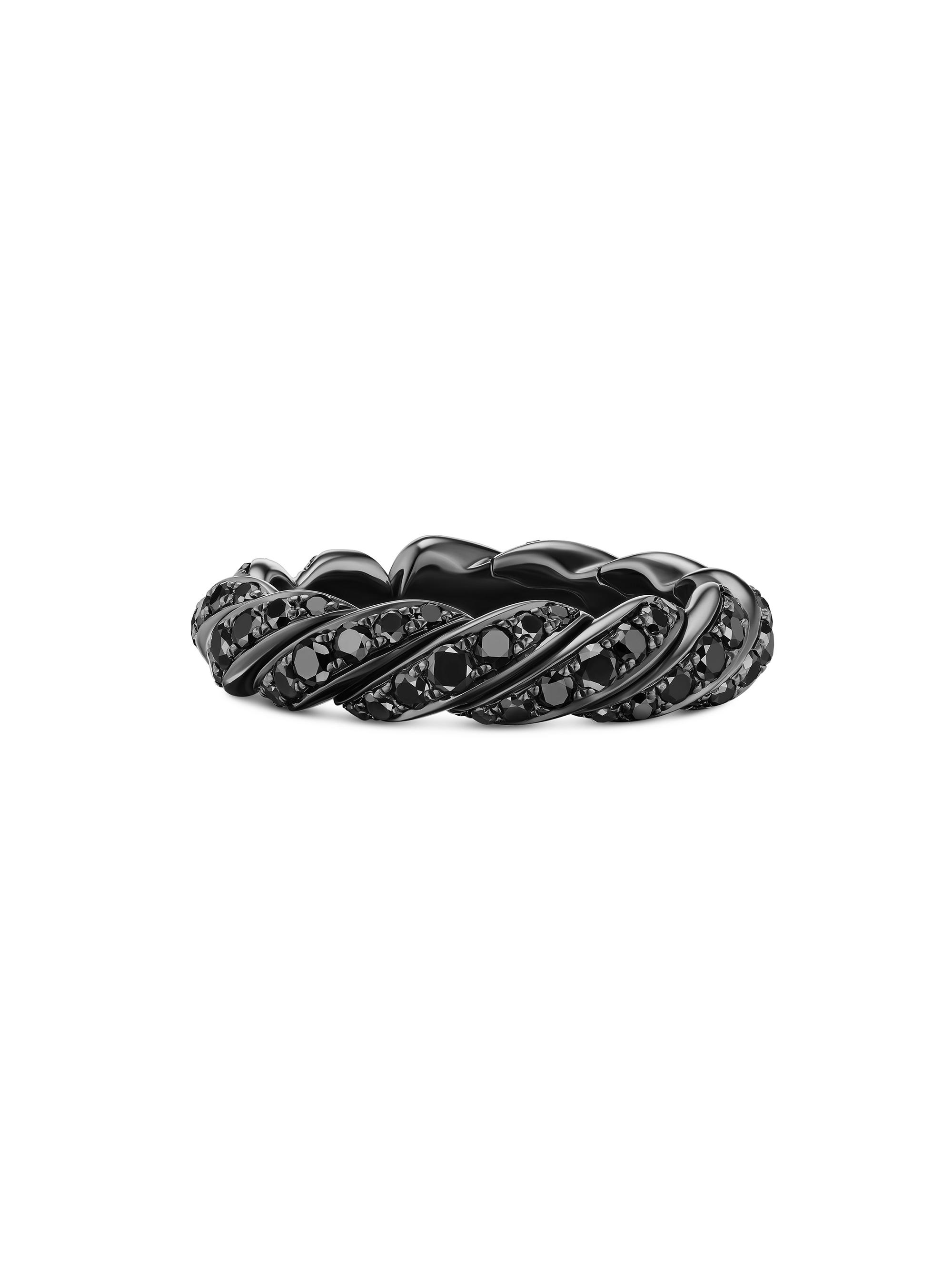 David Yurman Women's Sculpted Cable Flex Band Ring in 18K White Gold - Black Diamond