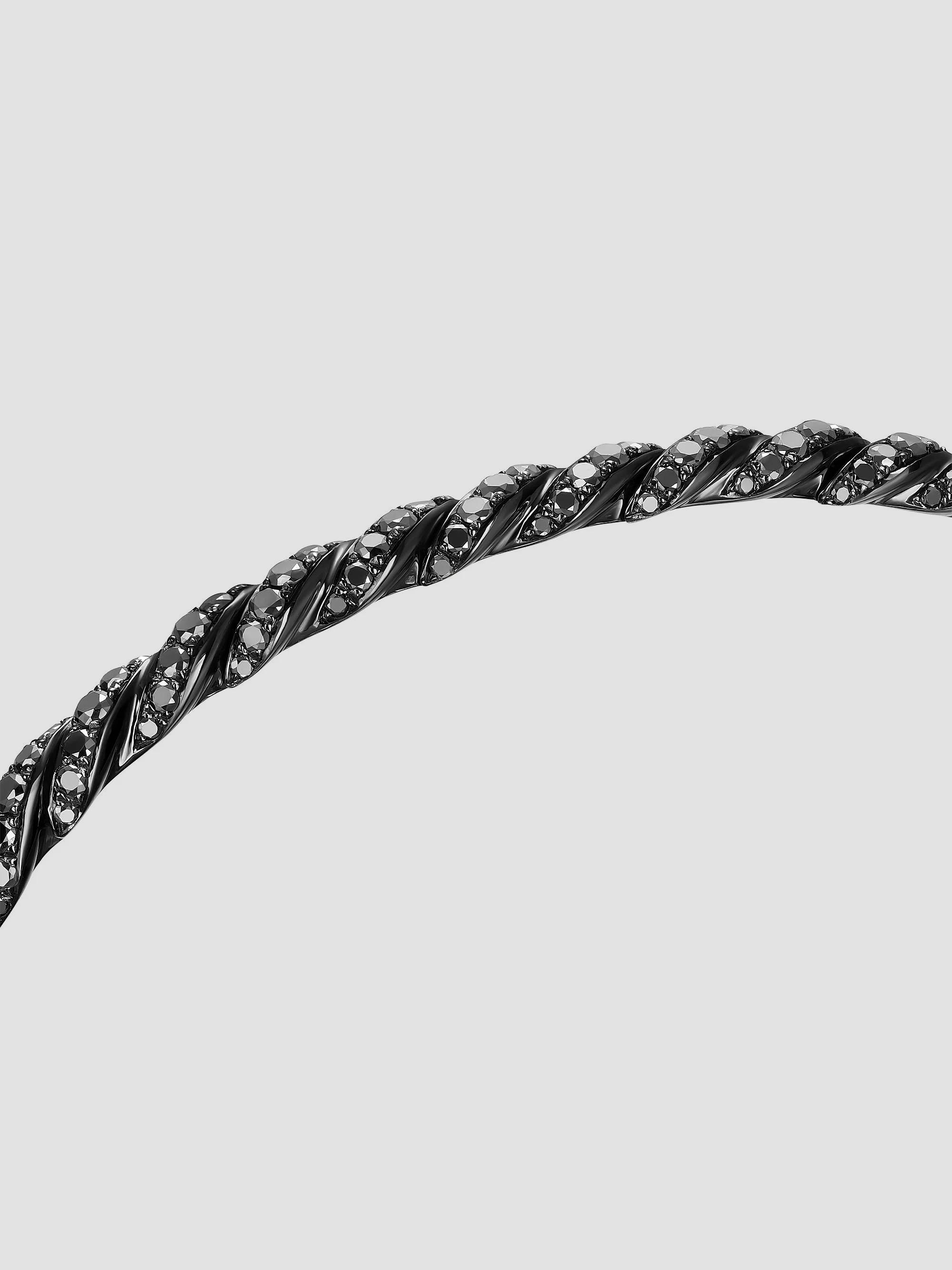 David Yurman Women's Sculpted Cable Flex Bracelet in 18K White Gold - Black Diamond | Thumbnail 5