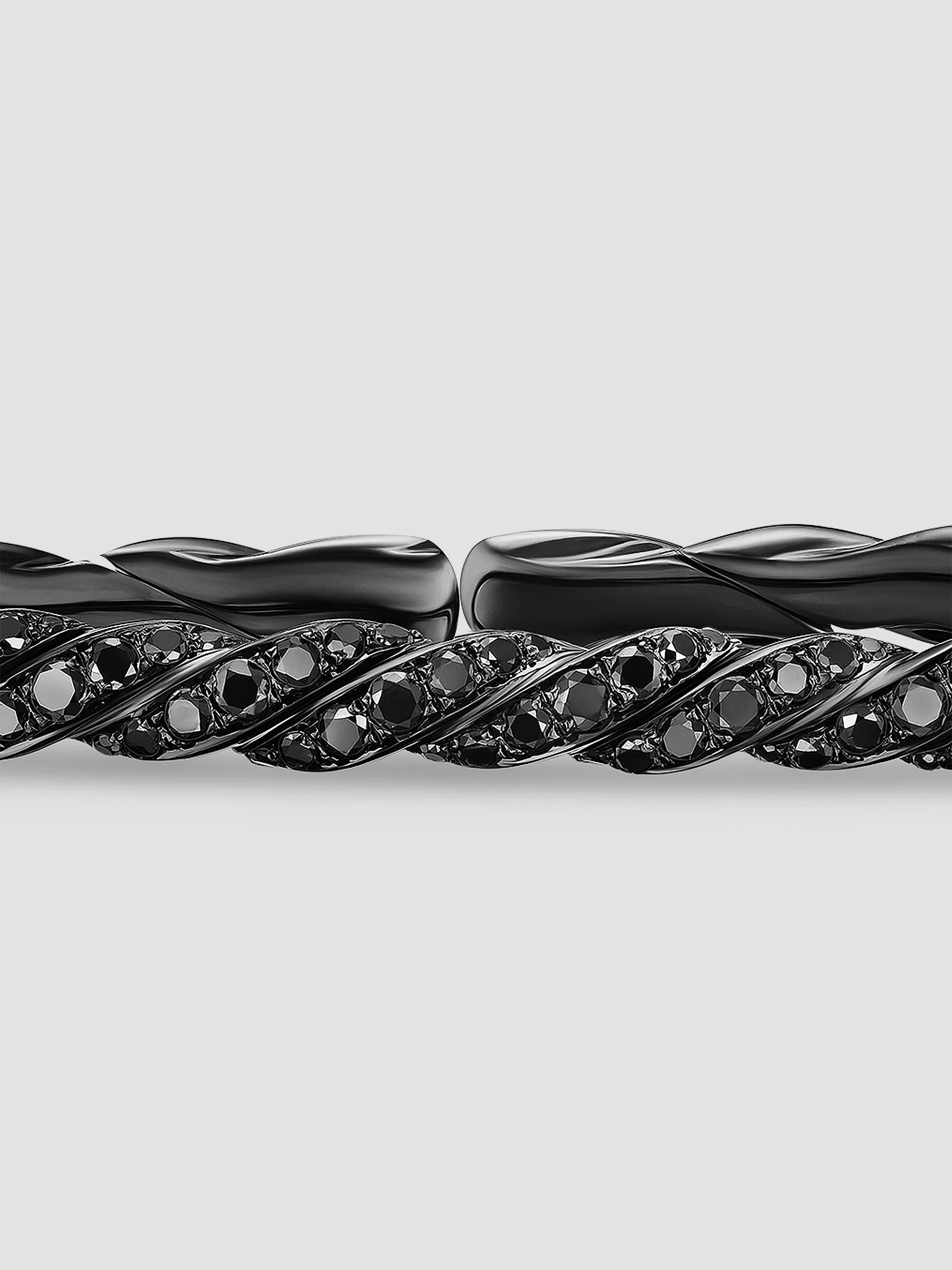 David Yurman Women's Sculpted Cable Flex Bracelet in 18K White Gold - Black Diamond | Thumbnail 6