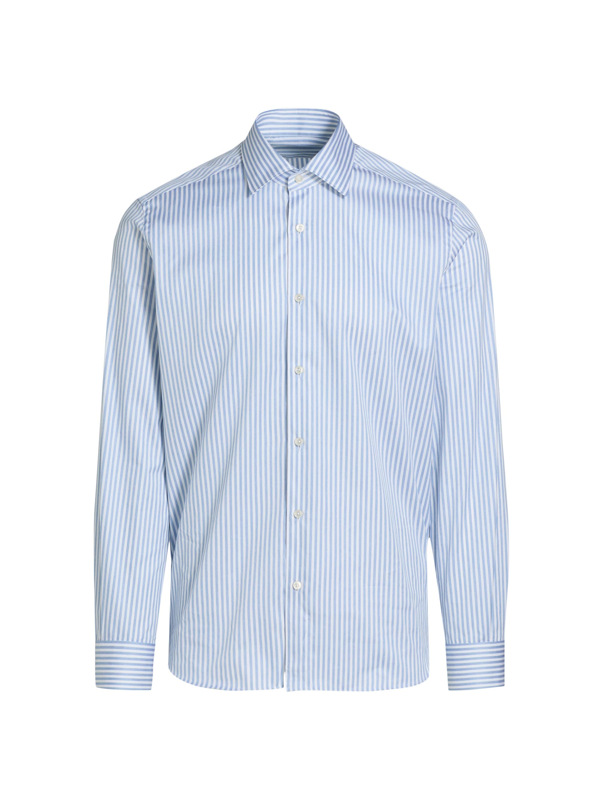 Saks Fifth Avenue Men's Striped Cotton Poplin Button-Front Shirt - Blue