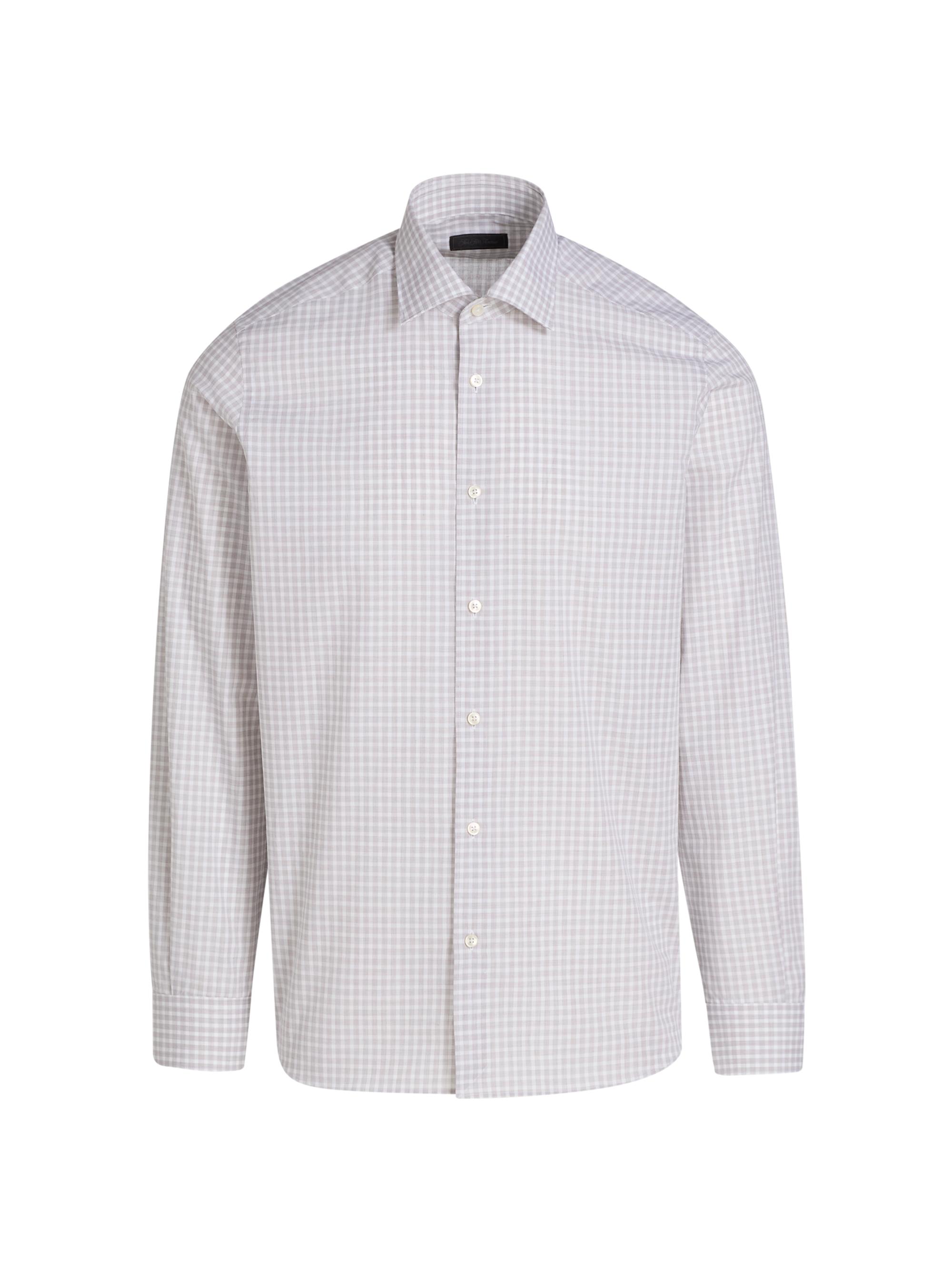 Saks Fifth Avenue Men's Mini-Check Poplin Button-Front Shirt - Grey