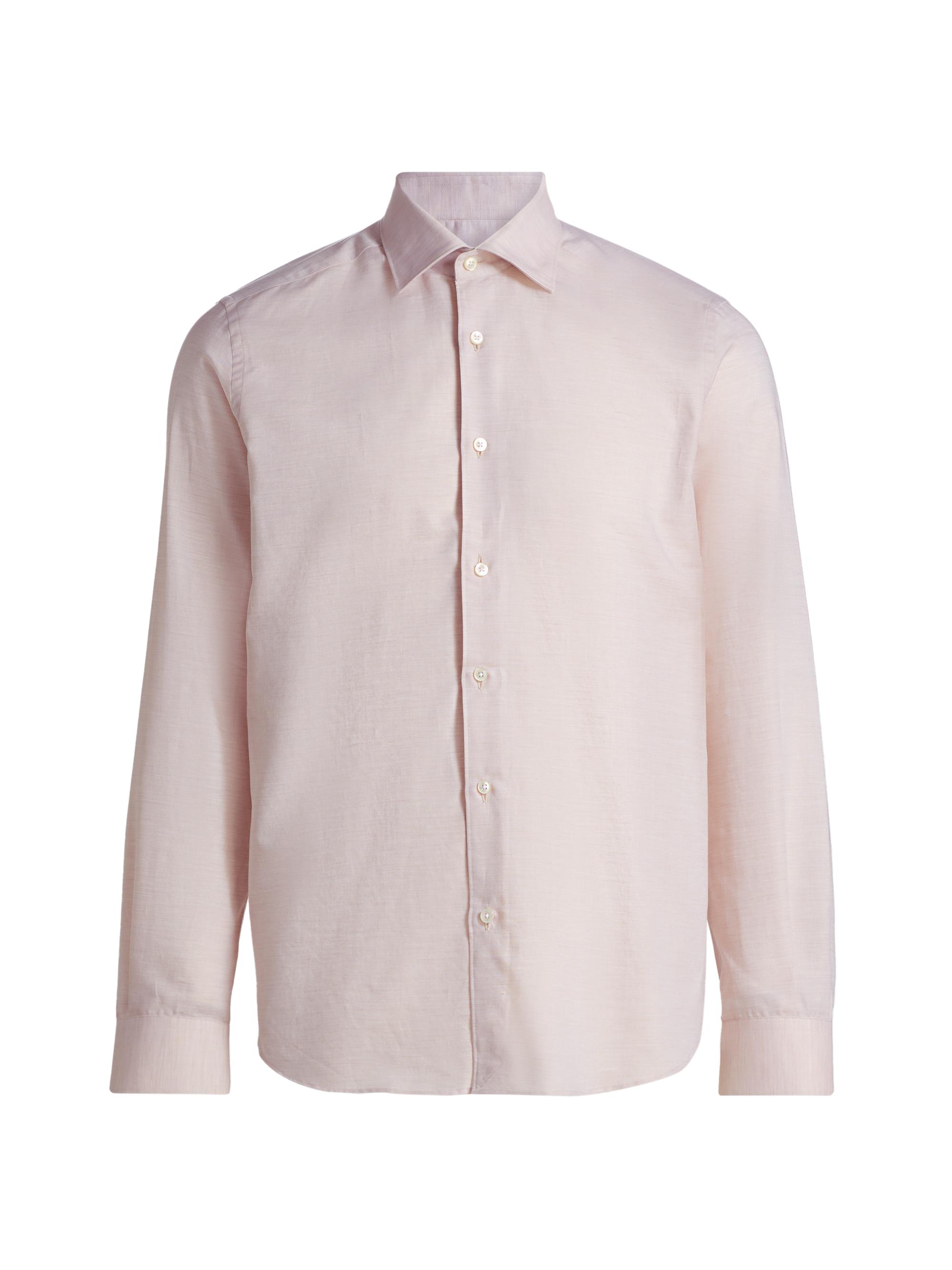 Saks Fifth Avenue Men's COLLECTION Melange Cotton Sport Shirt - Green | Thumbnail 8