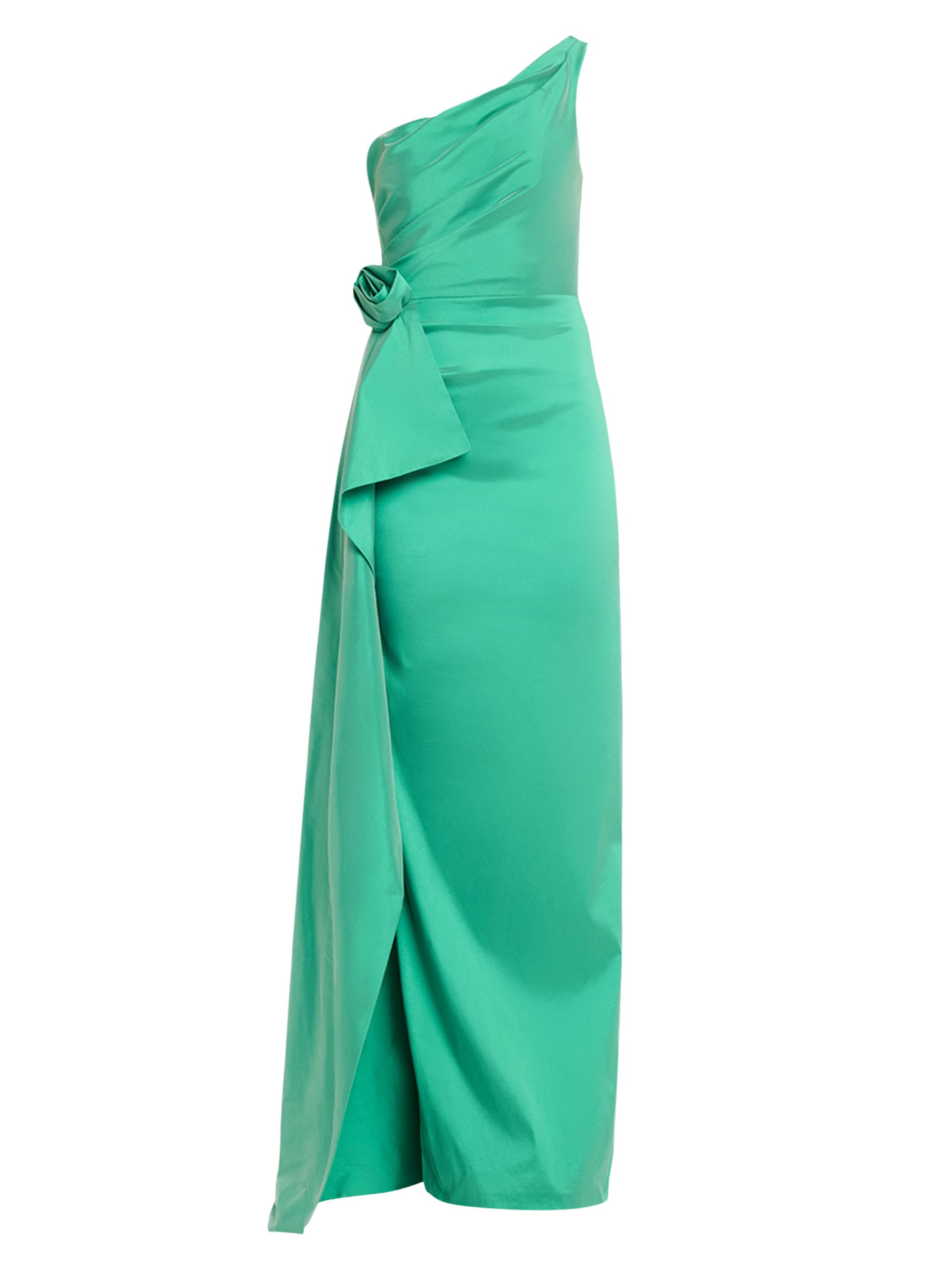 Teri Jon by Rickie Freeman Women's Flower-Corsage One-Shoulder Taffeta Gown - Lime | Thumbnail 6