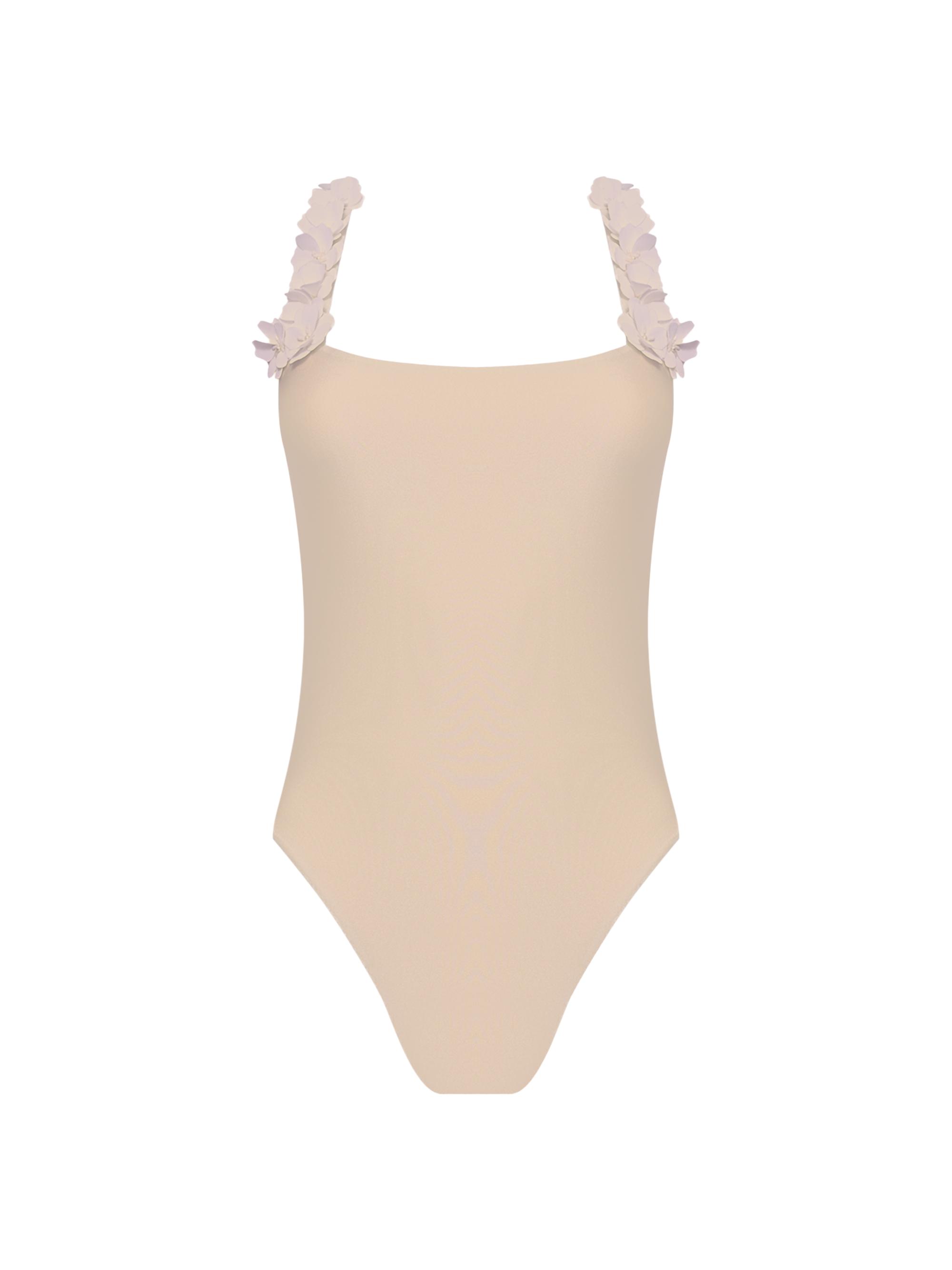 PatBO Women's Sunstone Floral Appliqué One-Piece Swimsuit - Off White
