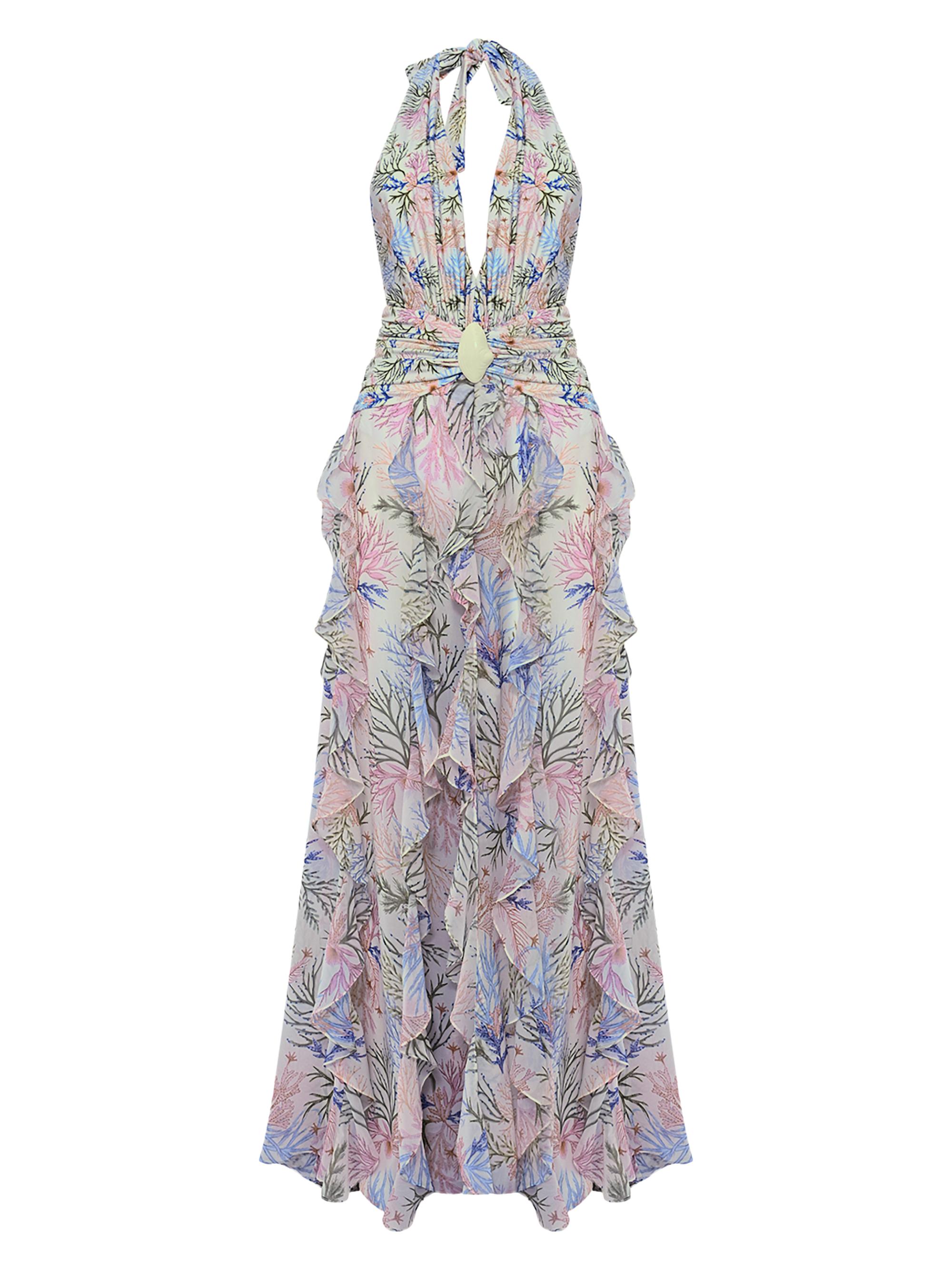 PatBO Seaweed Printed Halterneck Maxi Dress | Saks Fifth Avenue