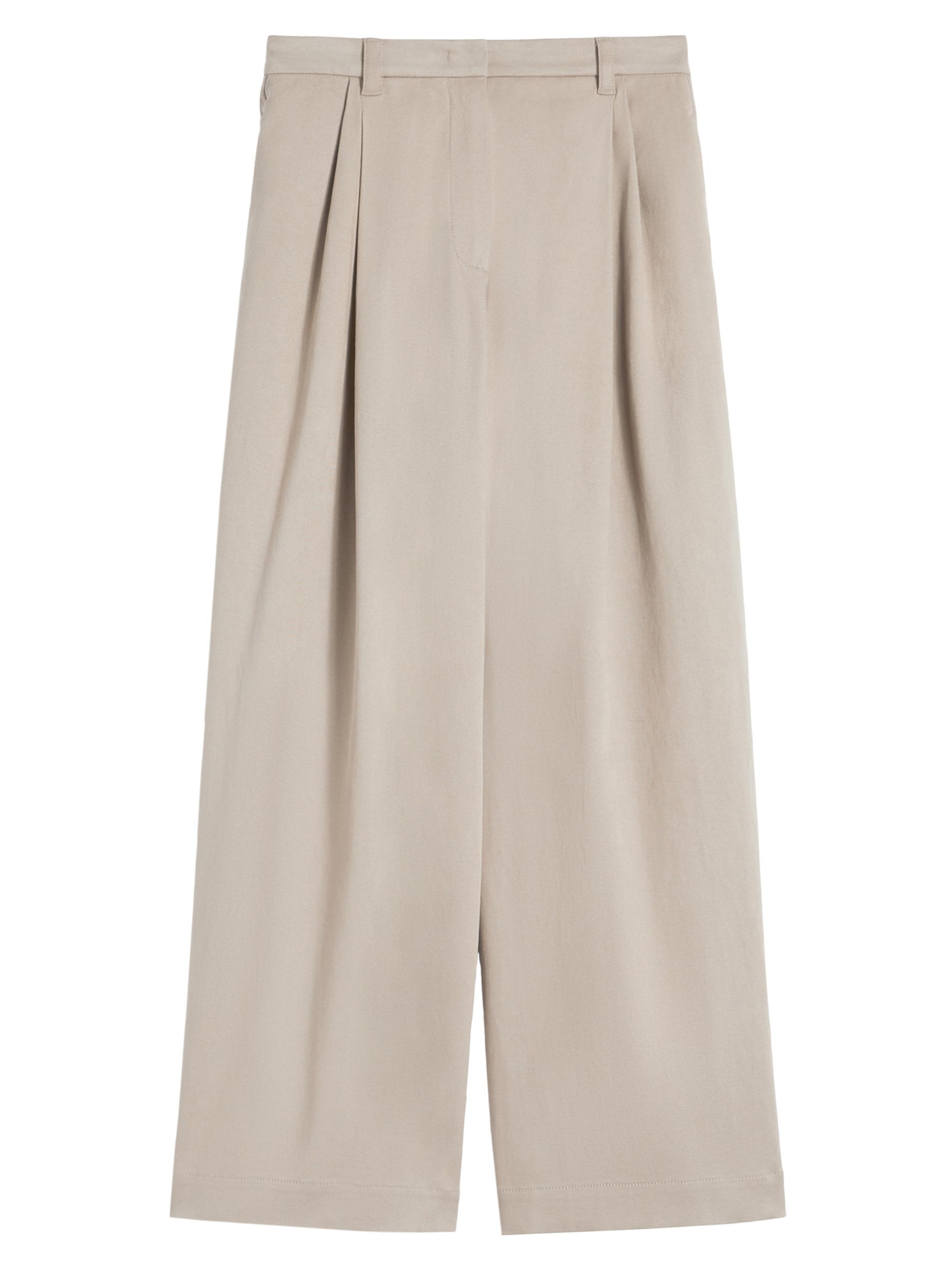 Max Mara Women's Stretch Drill Wide Leg Trousers - Natural