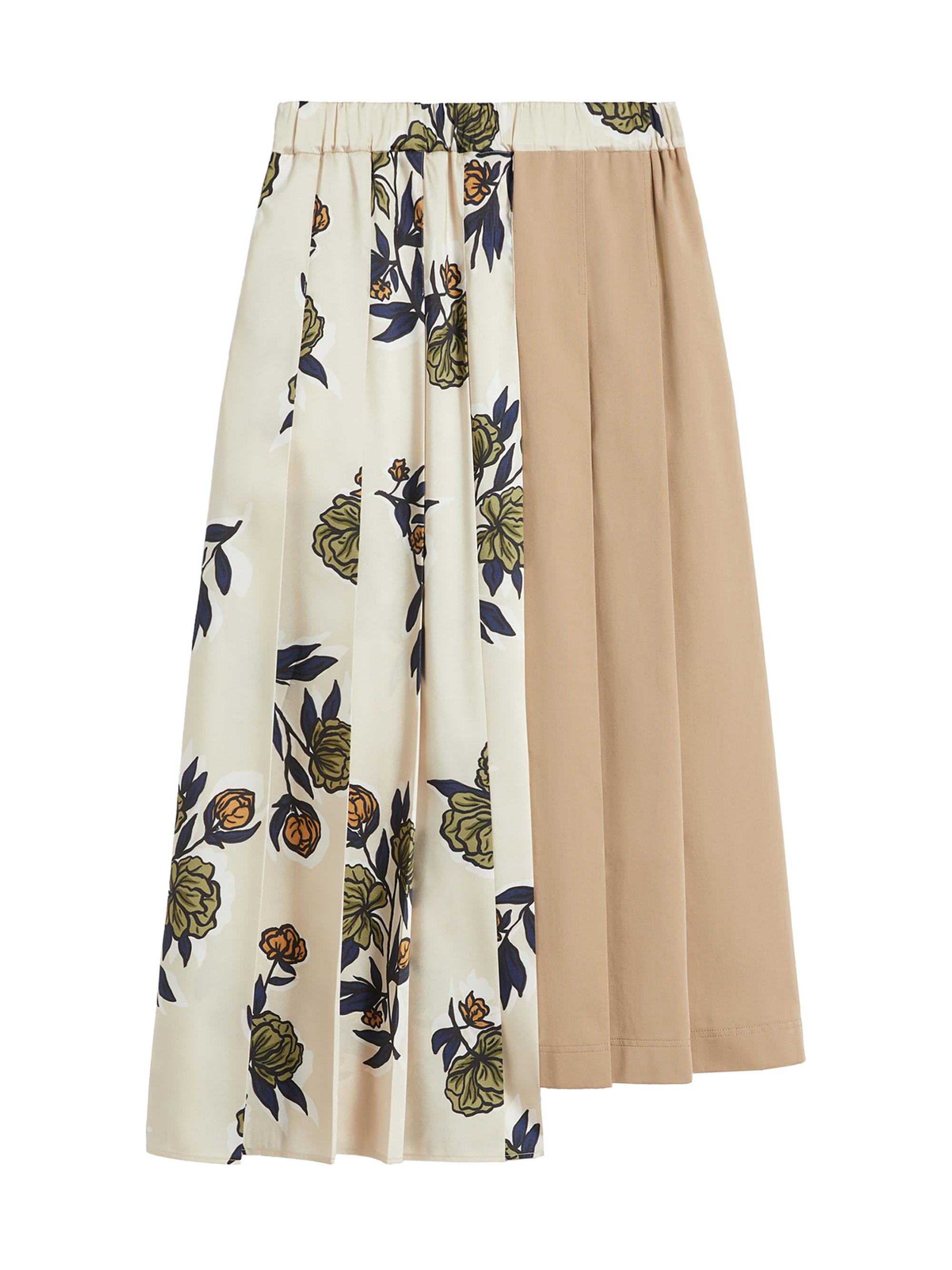 Weekend Max Mara Women's Pleated Skirt in Patterned Twill - Beige Flower Print