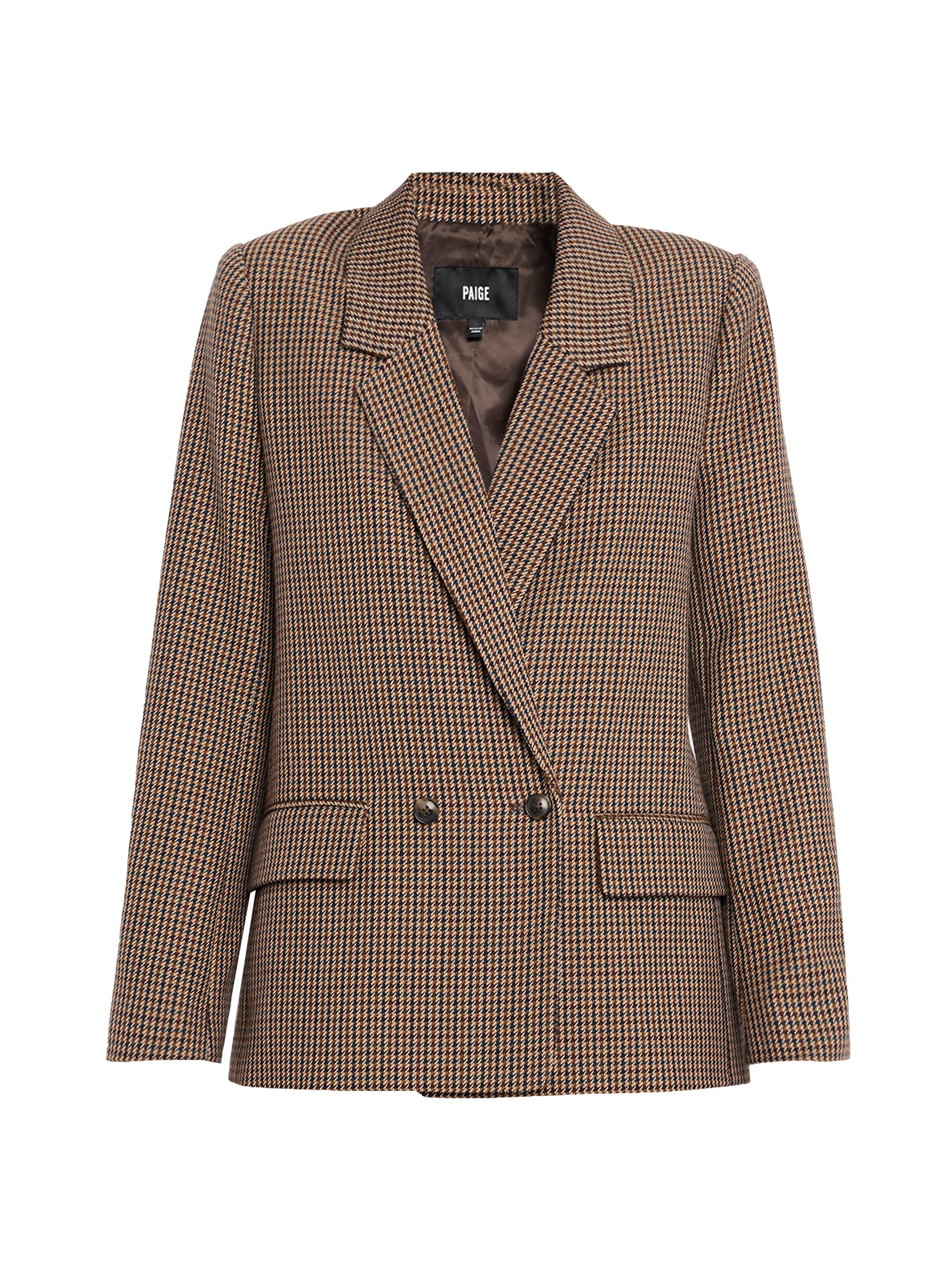 Paige Women's Quentin Houndstooth Blazer - Brown