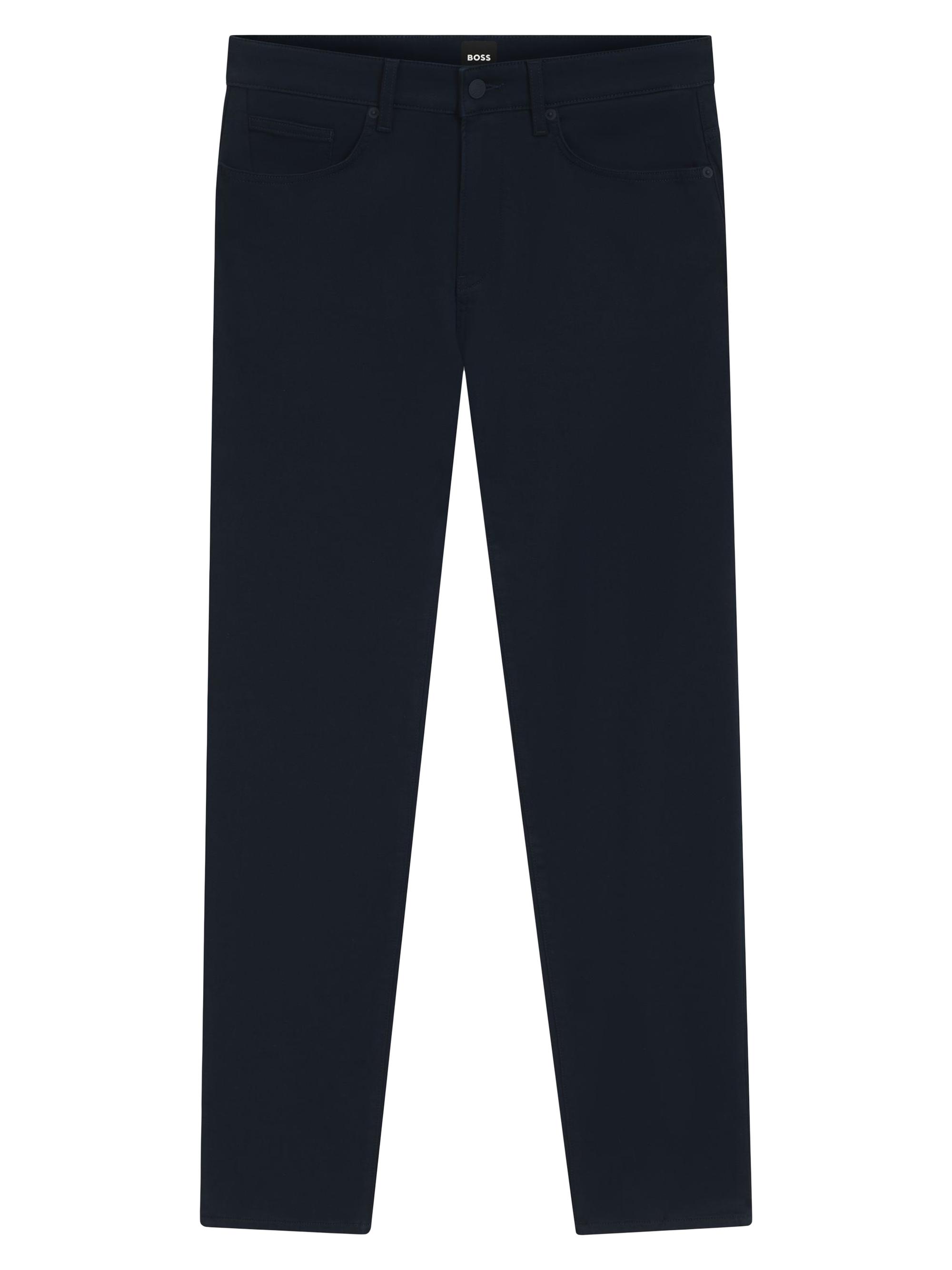 BOSS Men's Delaware Slim-Fit Trousers in Brushed Satin - Dark Blue