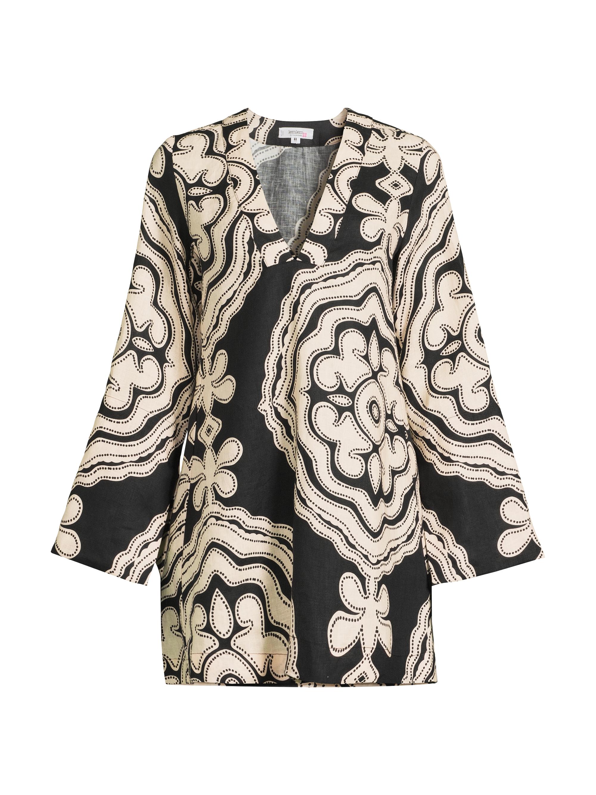 lemlem Women's Raey Printed Linen Column Minidress - Niku Black