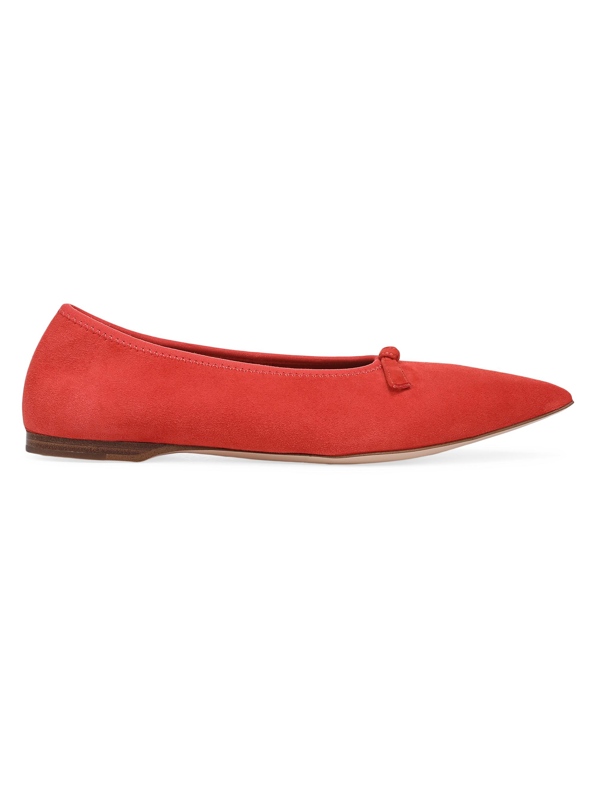 Favorite Daughter Women's Leah Bow-Detail Suede Ballet Flats - Tomato
