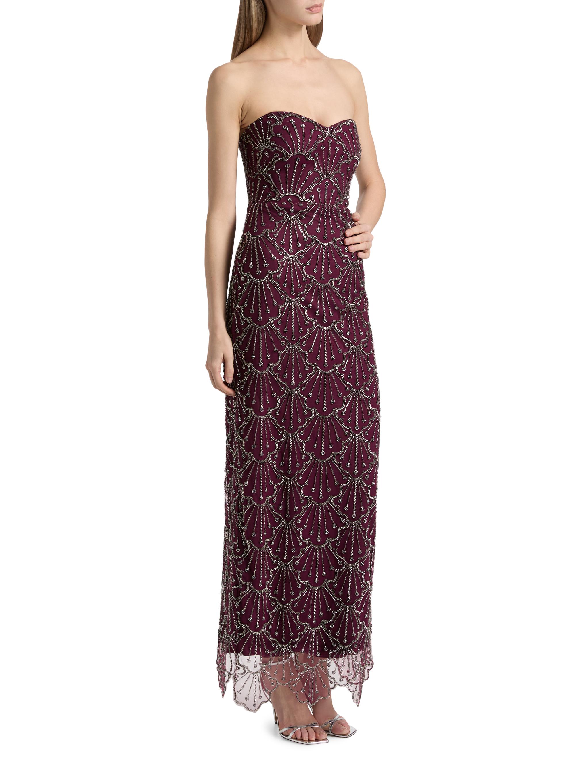 mock neck beaded column dress with t back Sheath/Column Mother of the Bride Dresses with Sequins Hot Pink main image 0