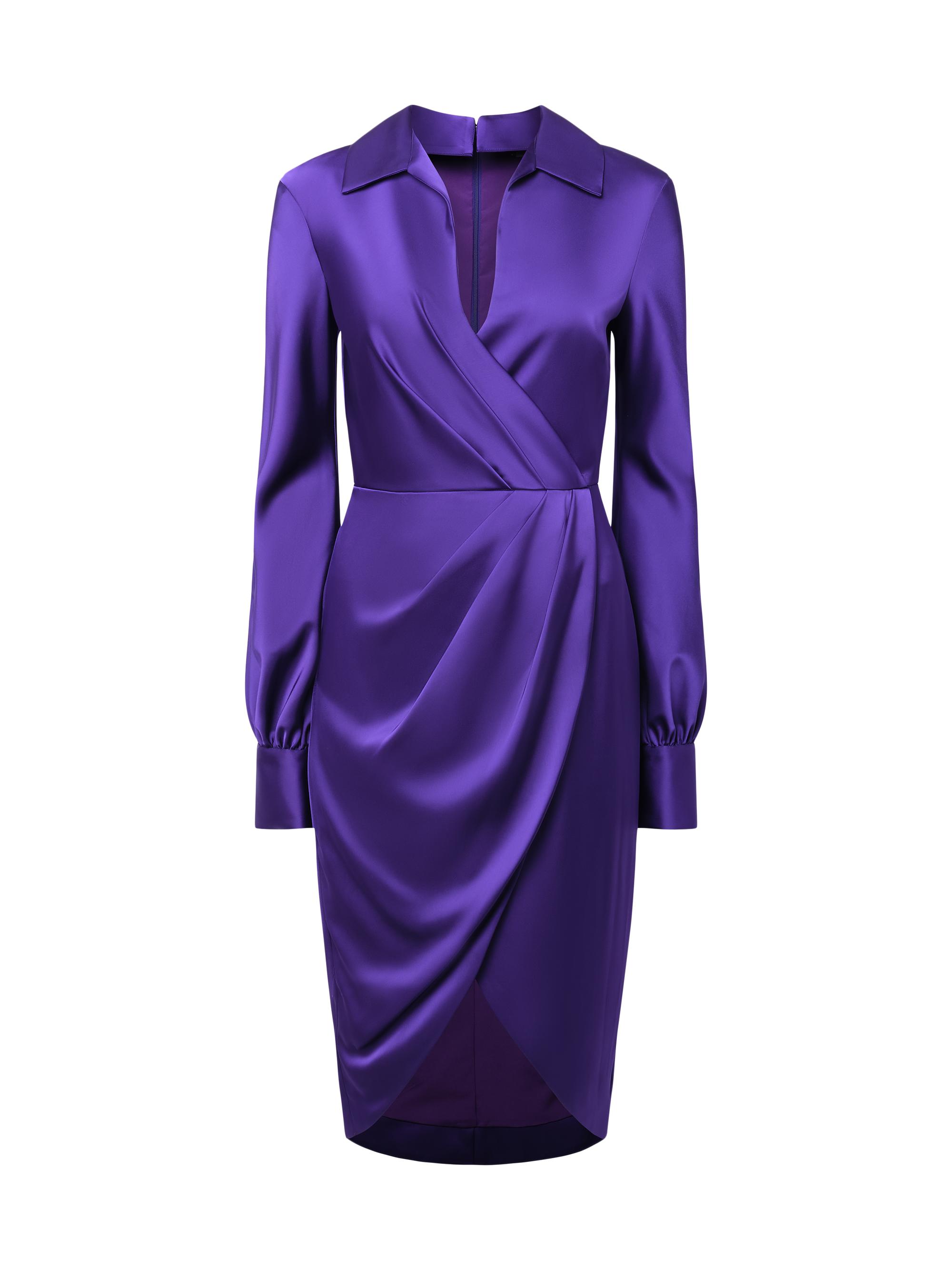 purple cocktail dress with sleeves Zapaka Women Sparkly Purple Long Sleeves Homecoming Dress with Stars V-Neck Party Dress