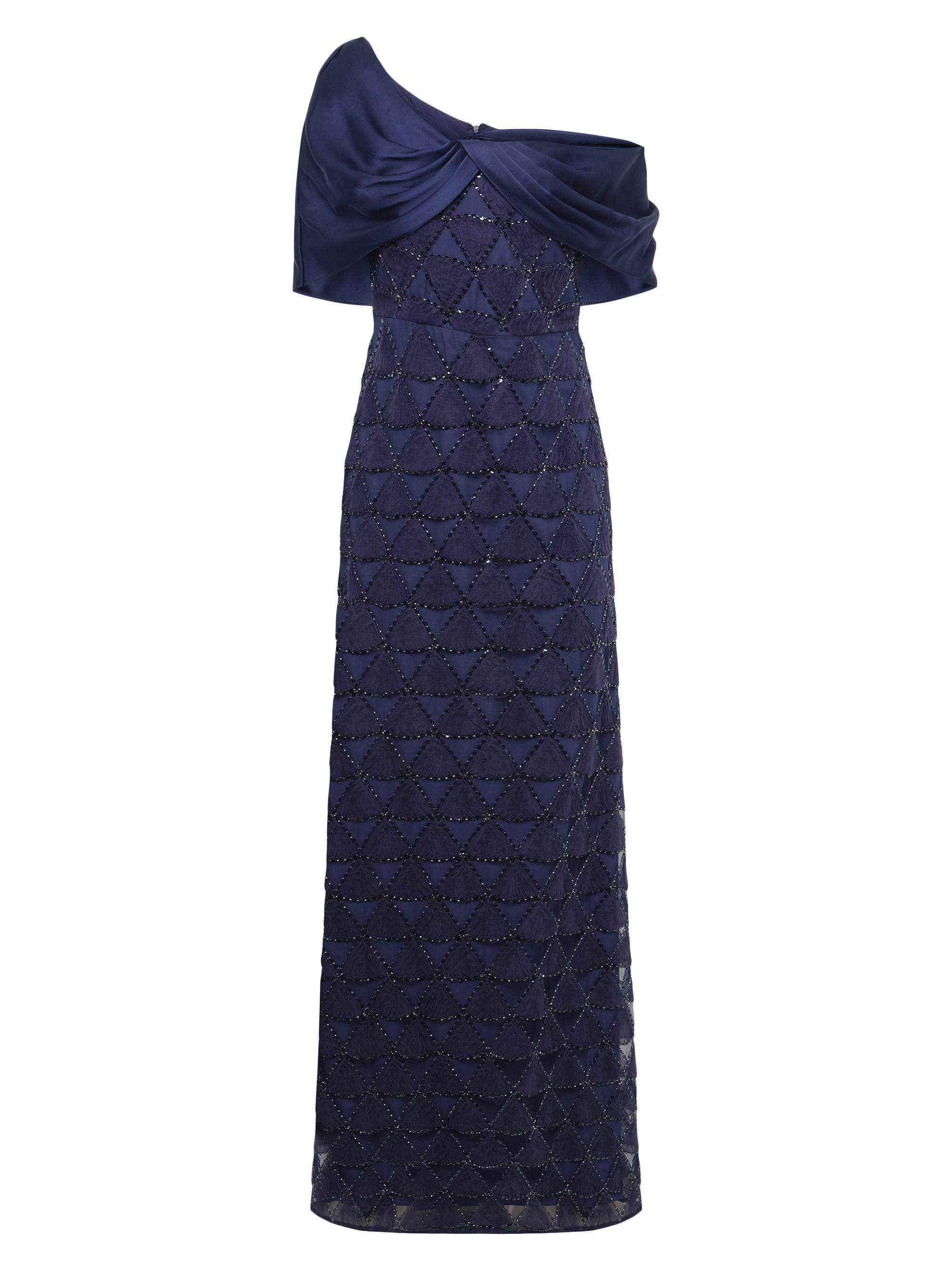 Theia Women's Anabella Textured Tulle Gown - Navy