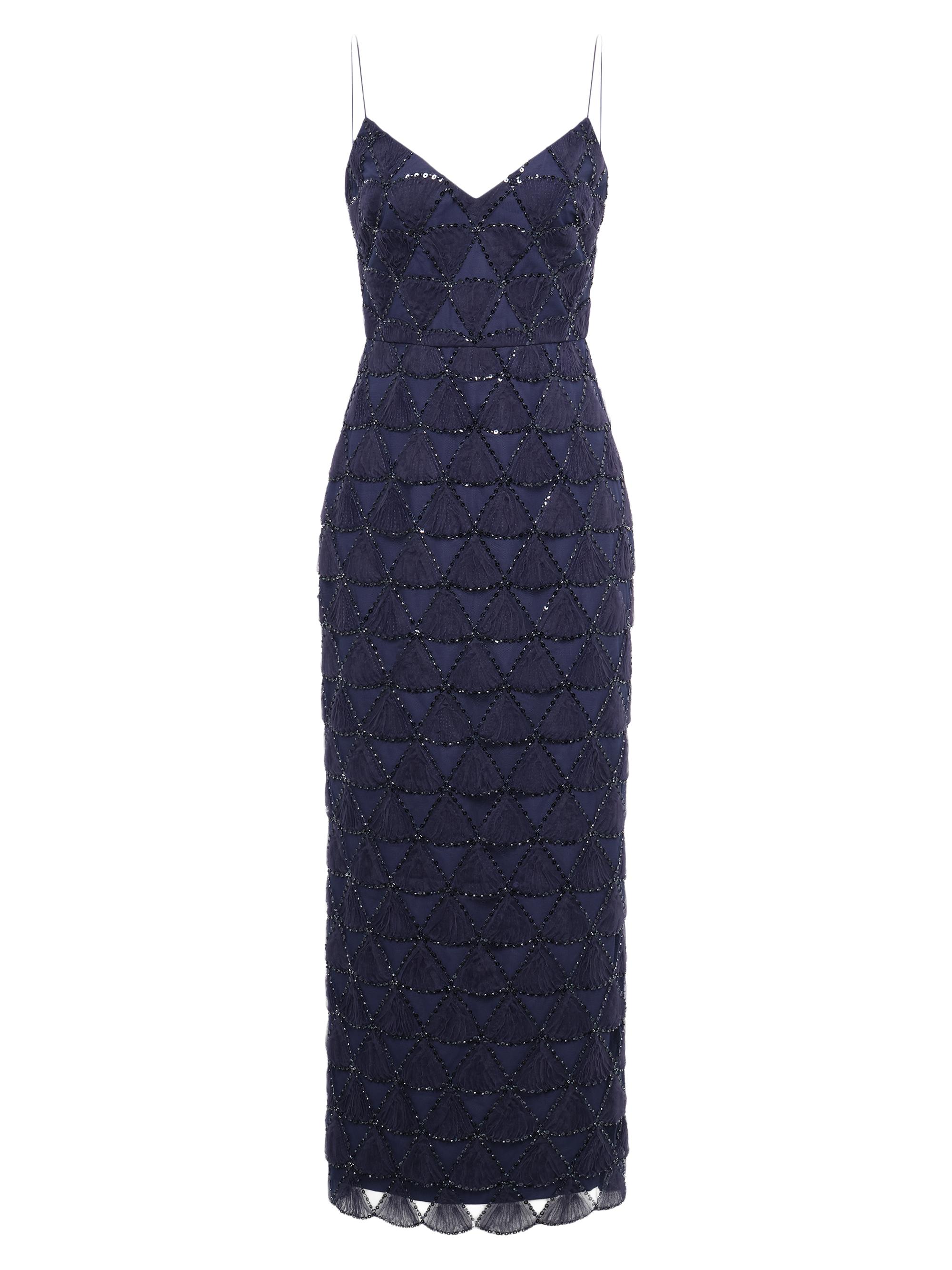 Theia Women's Elsy Beaded Tulle Cocktail Dress - Navy