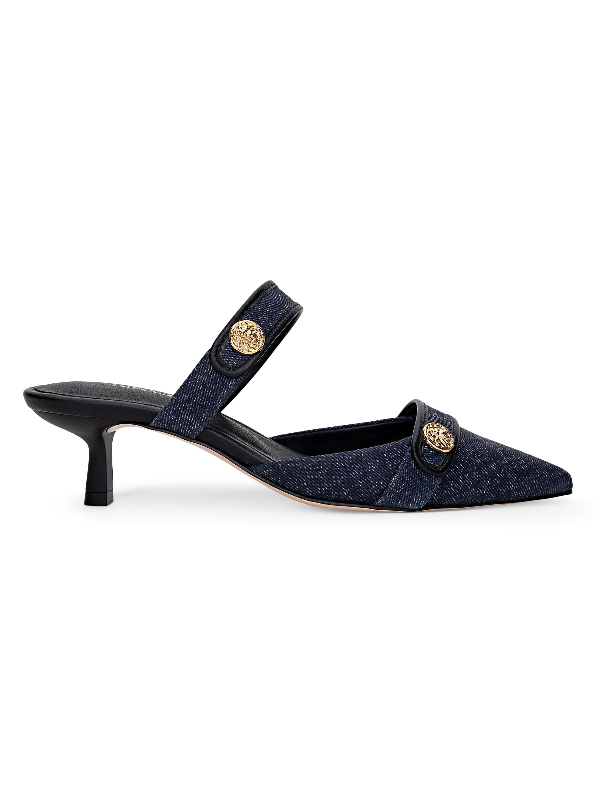 L'AGENCE Women's Gilliane 45MM Button-Detail Denim Pumps - Denim