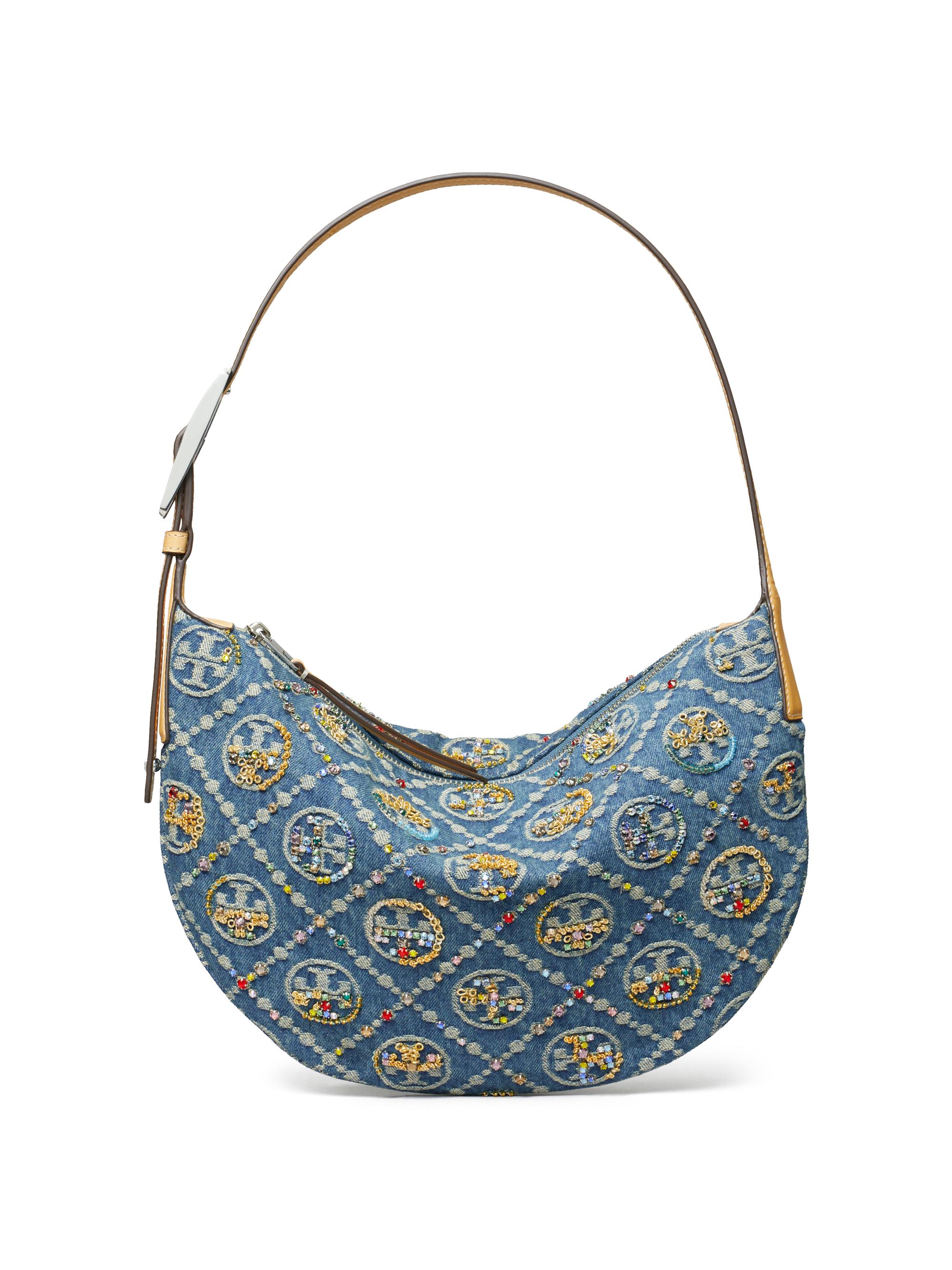 Tory Burch Women's T Monogram Denim Embellished  Balloon Bag - Boat House