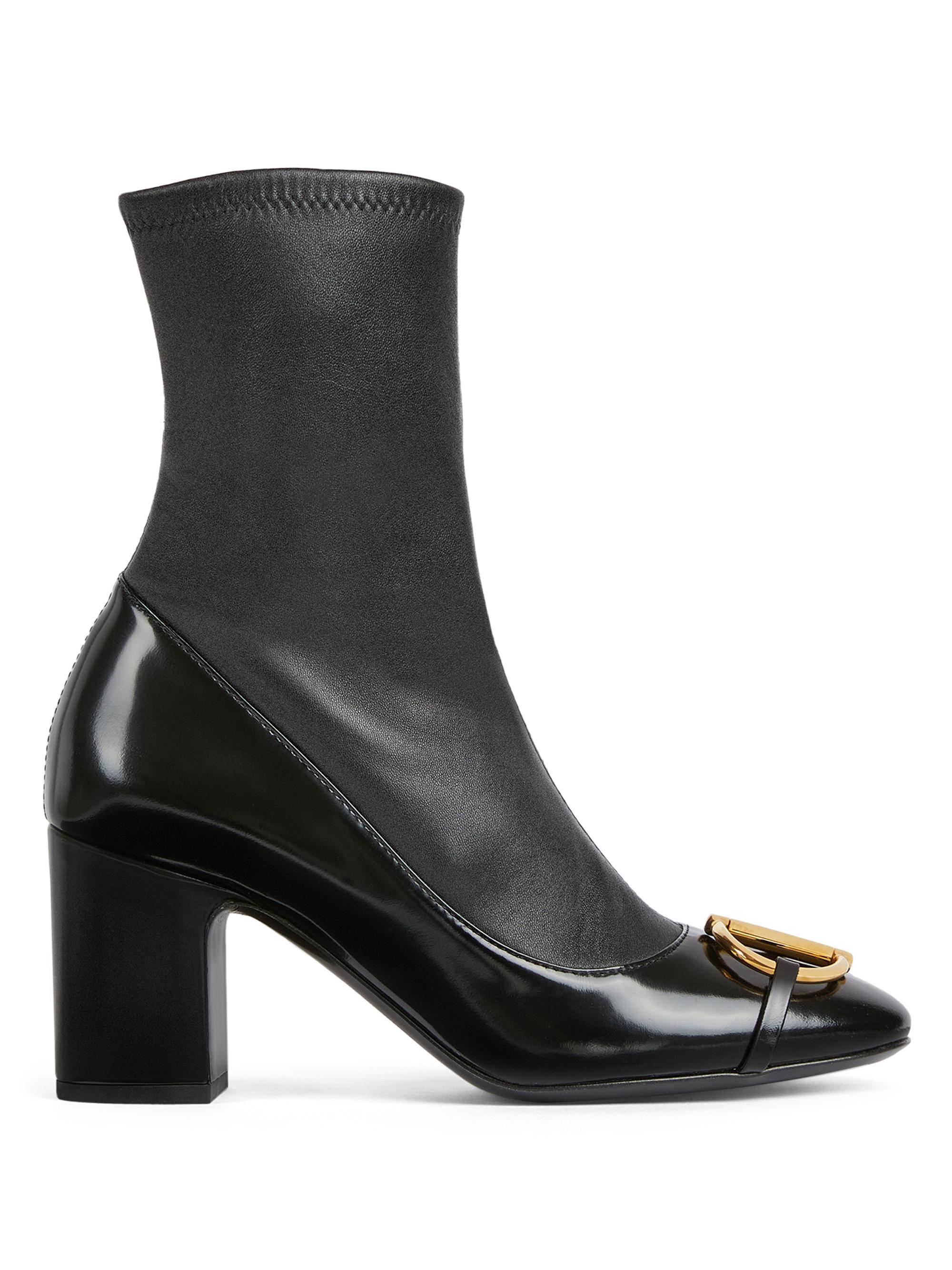 Gucci Women's Alfa Horsebit Leather Ankle Boots - Black