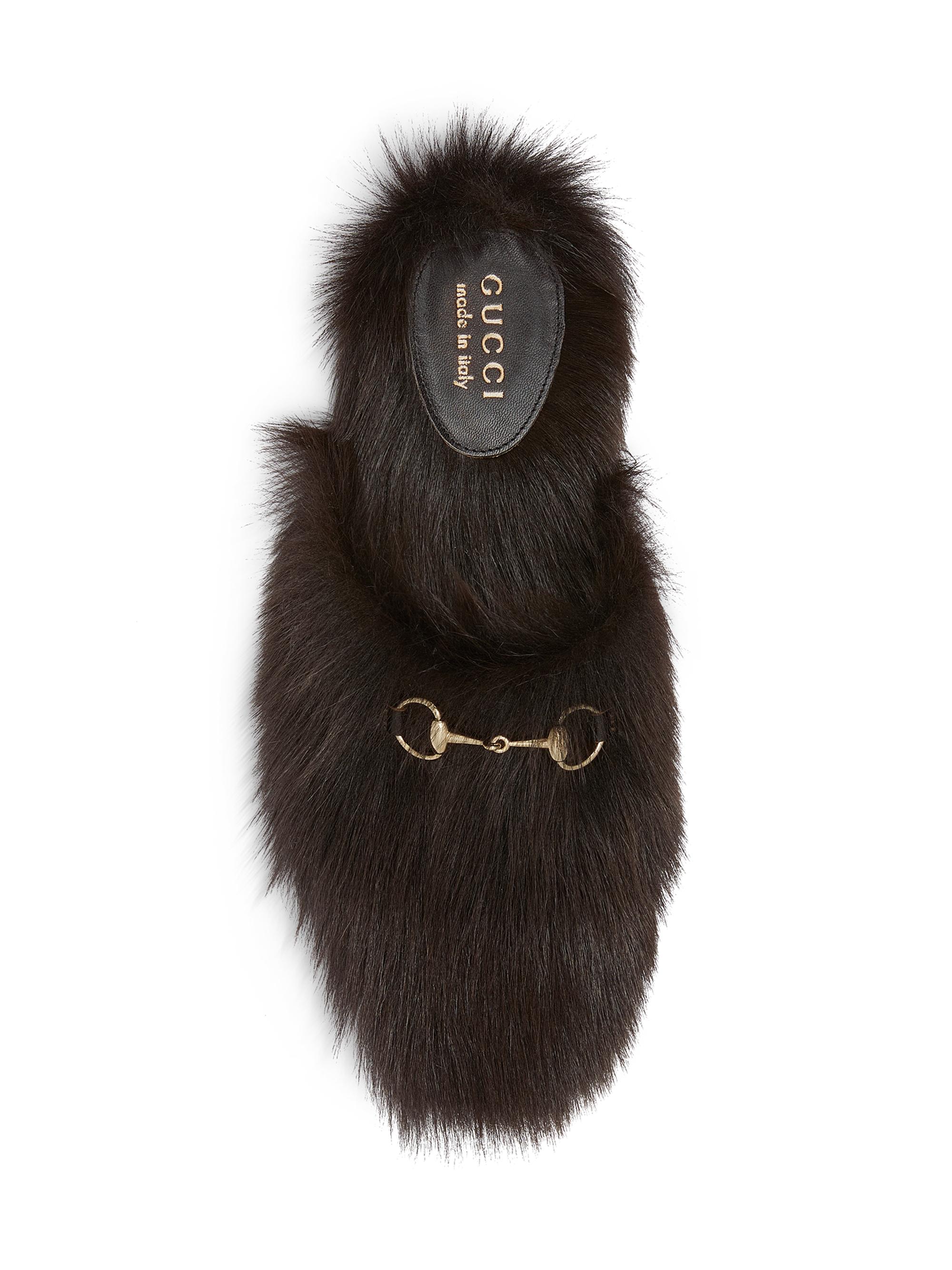 Gucci Annette Horsebit Shearling Mules | Saks Fifth Avenue