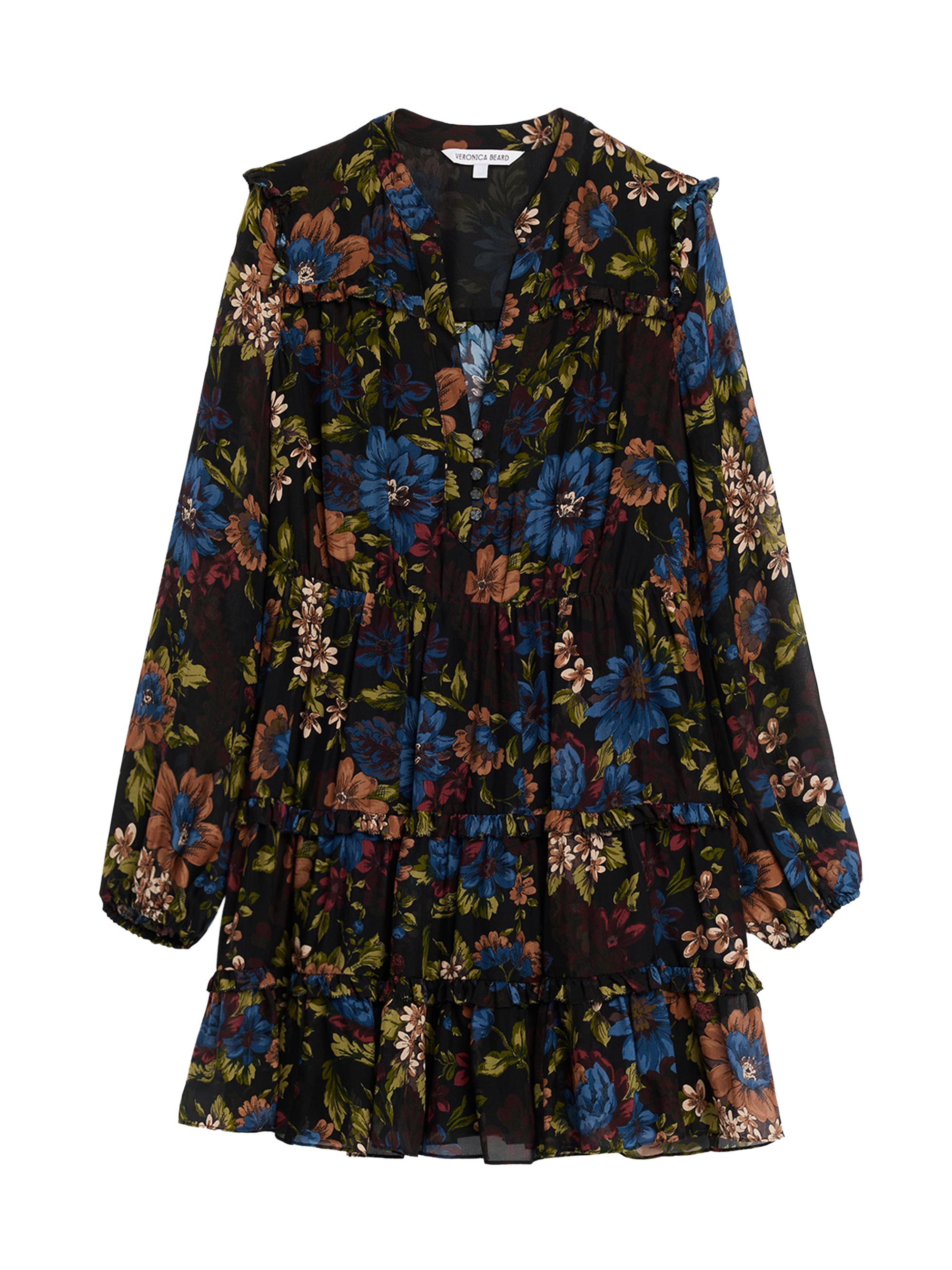 Veronica Beard Women's Justine Floral Silk Minidress - Black Multi