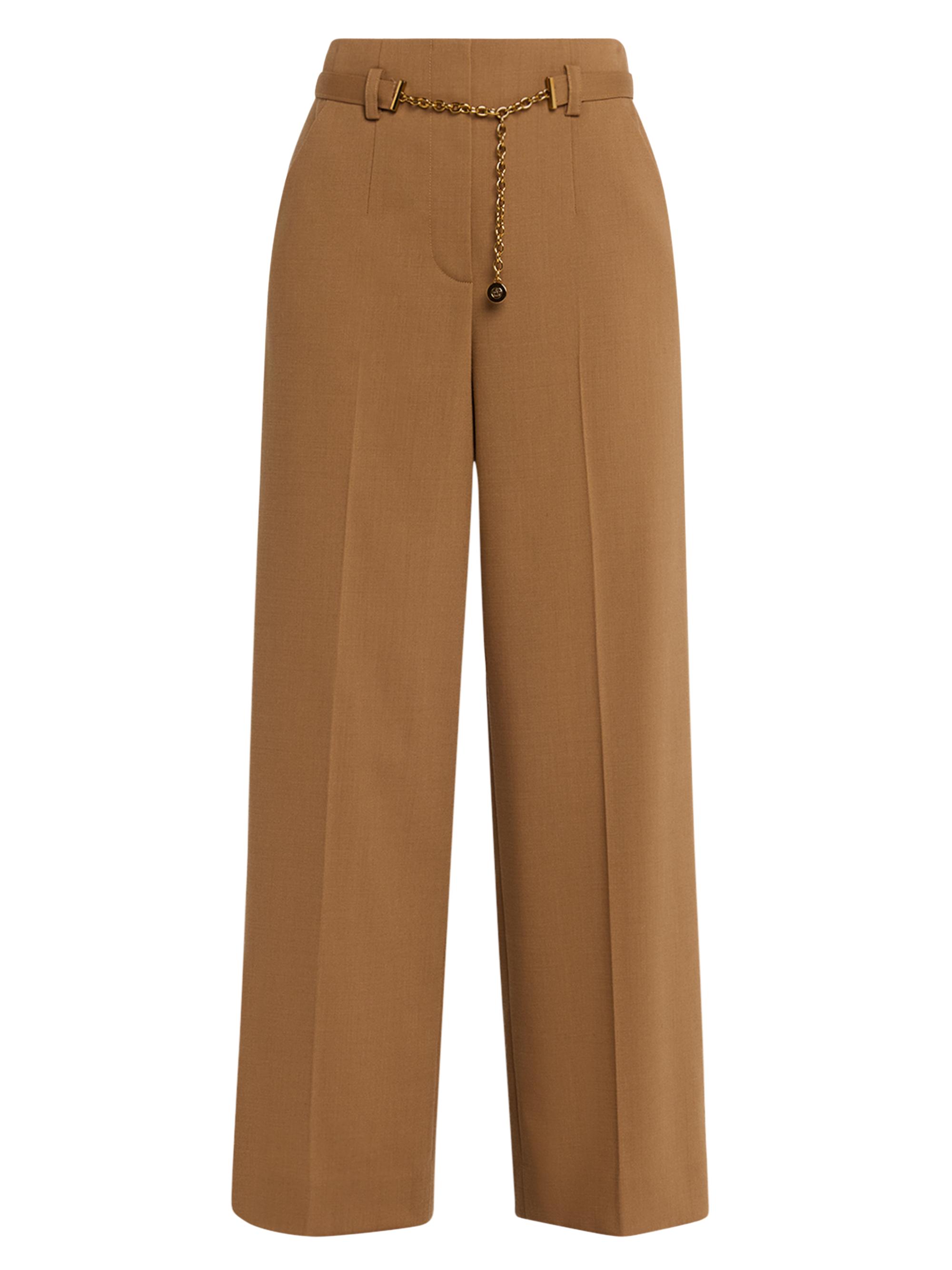 Veronica Beard Women's McGrath Stretch-Wool Belted Pants - Khaki