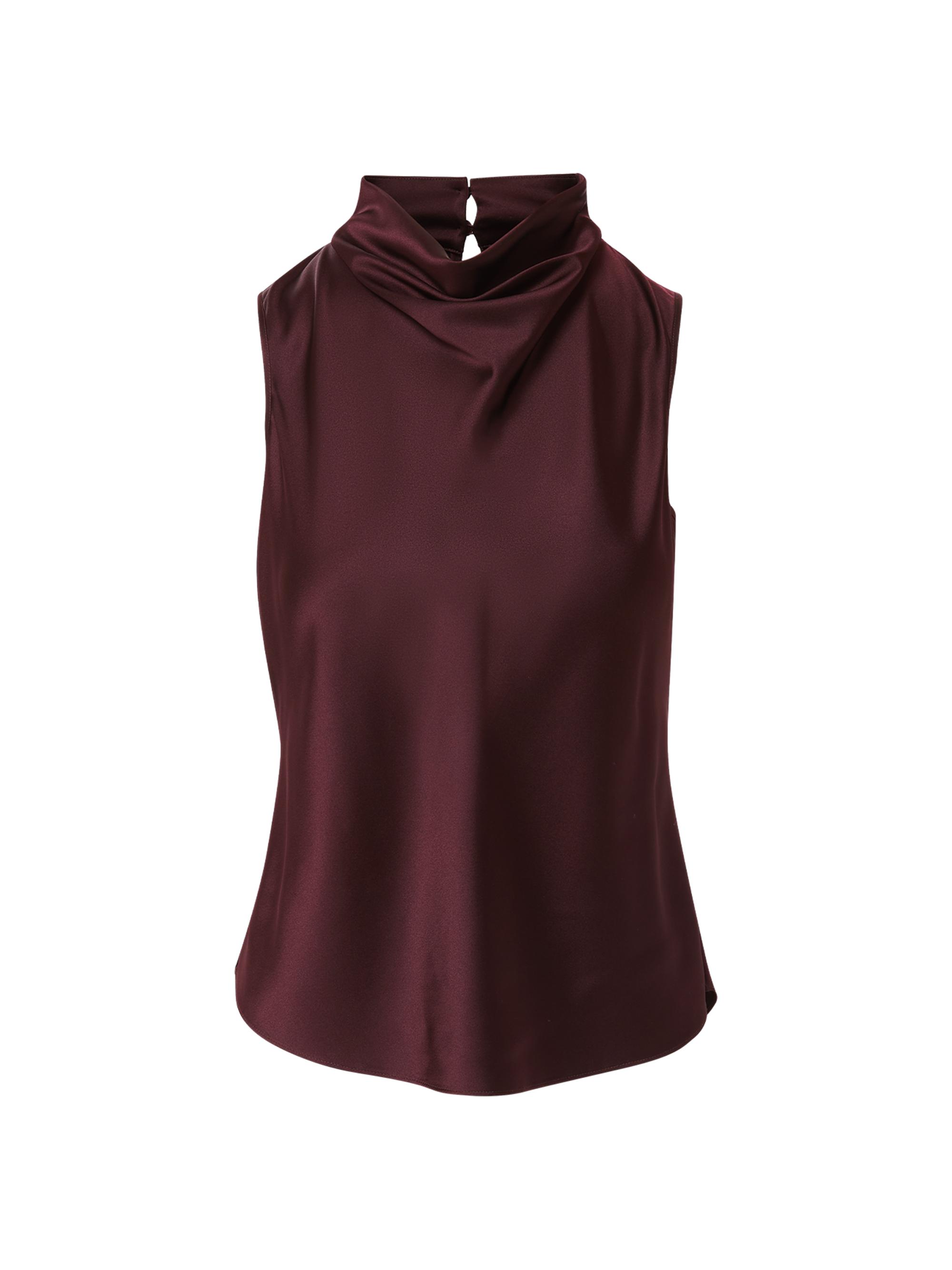Veronica Beard Women's Tam Cowlneck Satin Top - Dark Currant