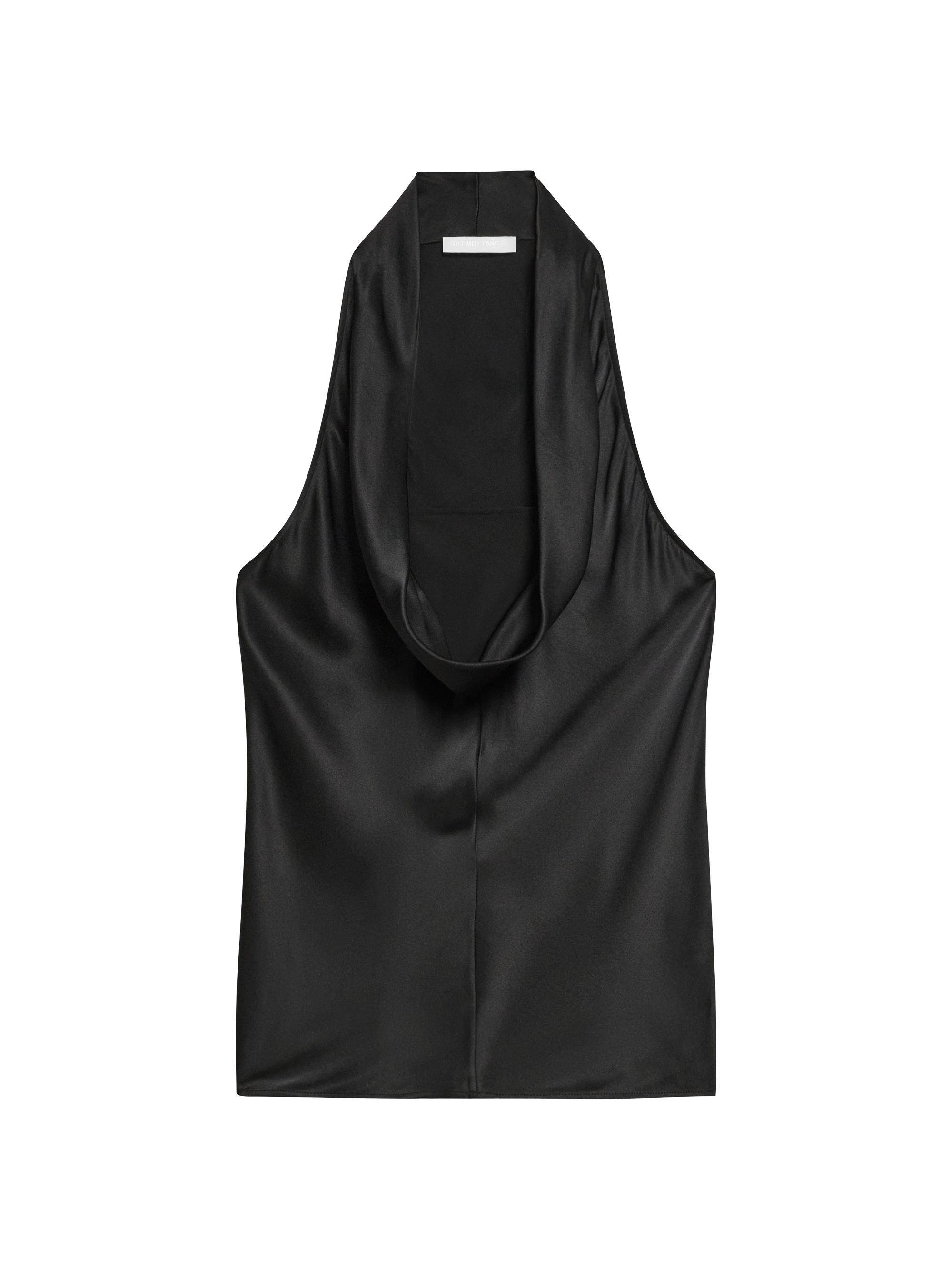 Helmut Lang Women's U-Neck Silk Satin Top - Black