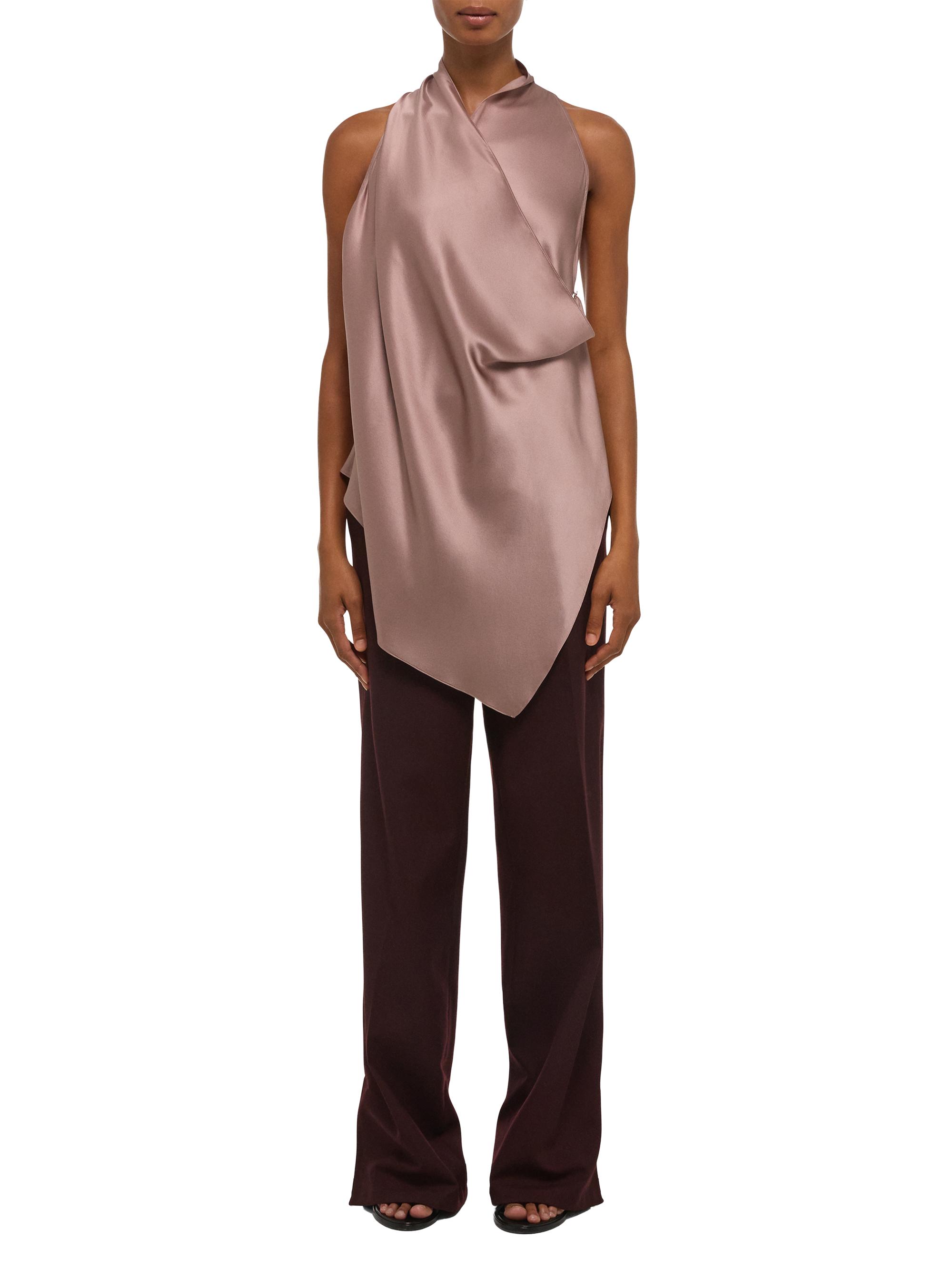 Helmut Lang Women's Draped Convertible Cowlneck Silk Top - Tea Rose