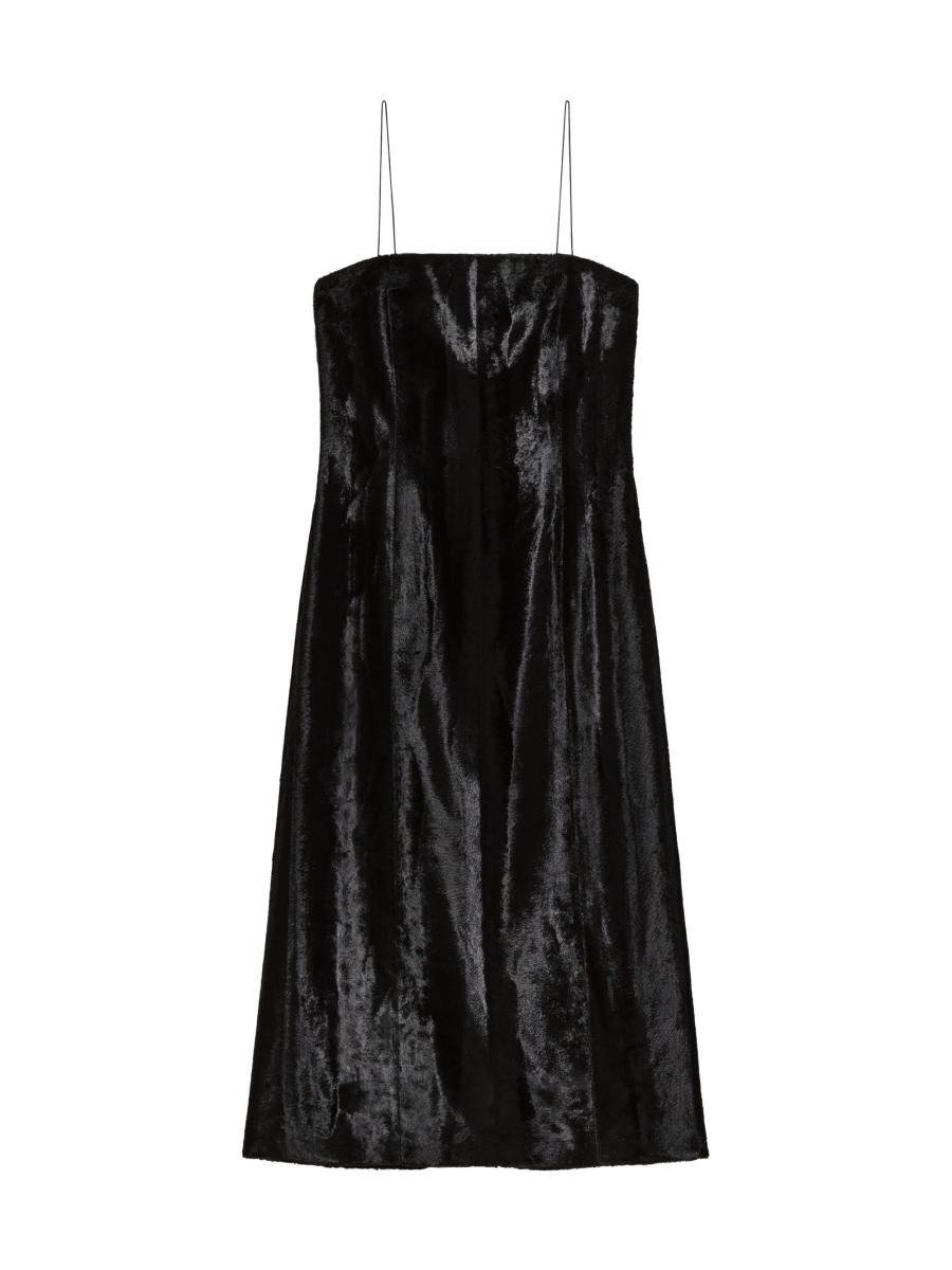 Helmut Lang Women's Pony Faux-fur Midi-dress In Black