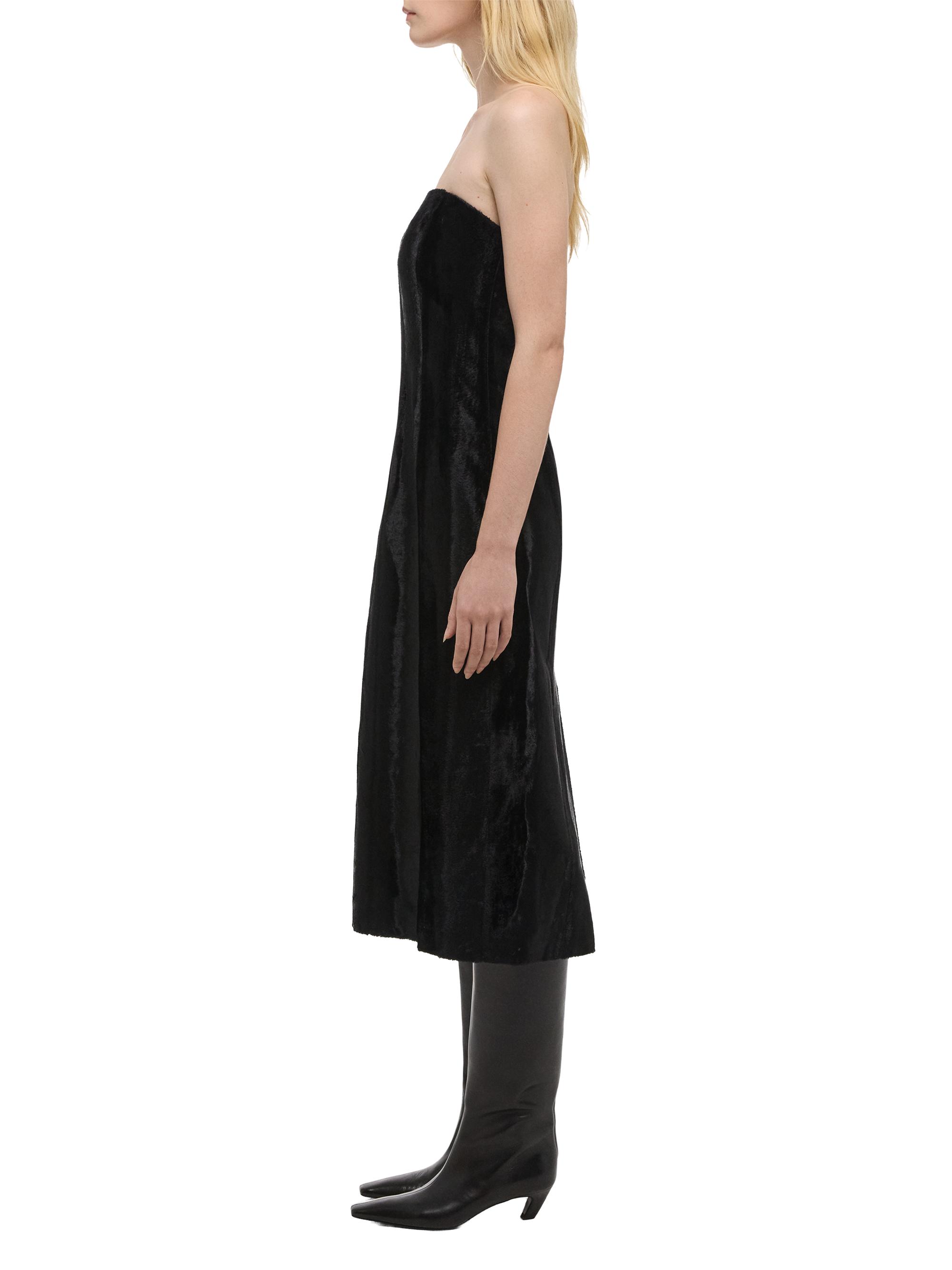 fur midi dress JERSEY BACKLESS MIDI DRESS WITH FAUX FUR TRIMMINGS