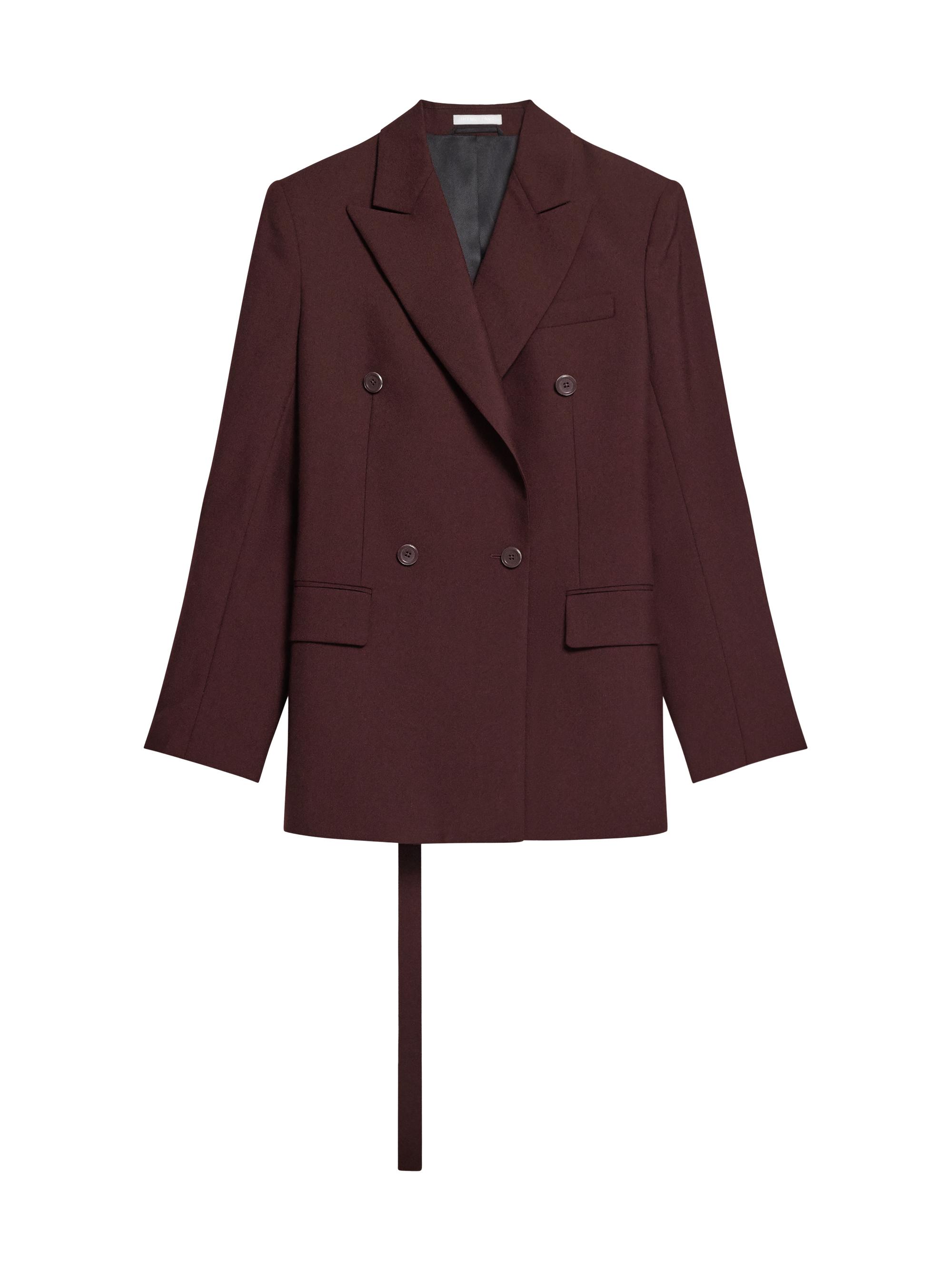 Helmut Lang Women's Double-Breasted Belted Virgin Wool Blazer - Mahogany