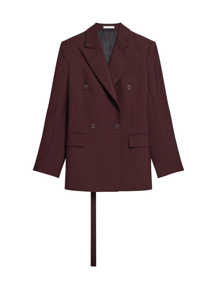 Helmut Lang Women's Double-breasted Belted Virgin Wool Blazer In Brown