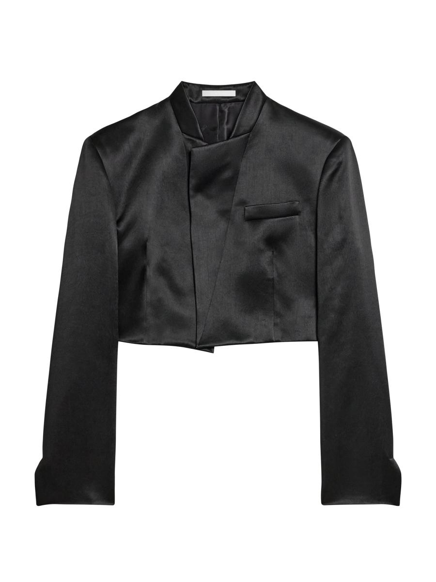 Helmut Lang Women's Satin Crop Blazer In Black