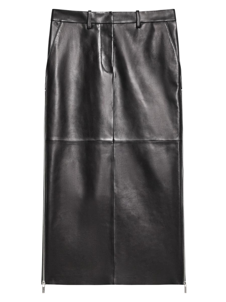 Helmut Lang Zip-Trim Leather Midi-Skirt | Saks Fifth Avenue