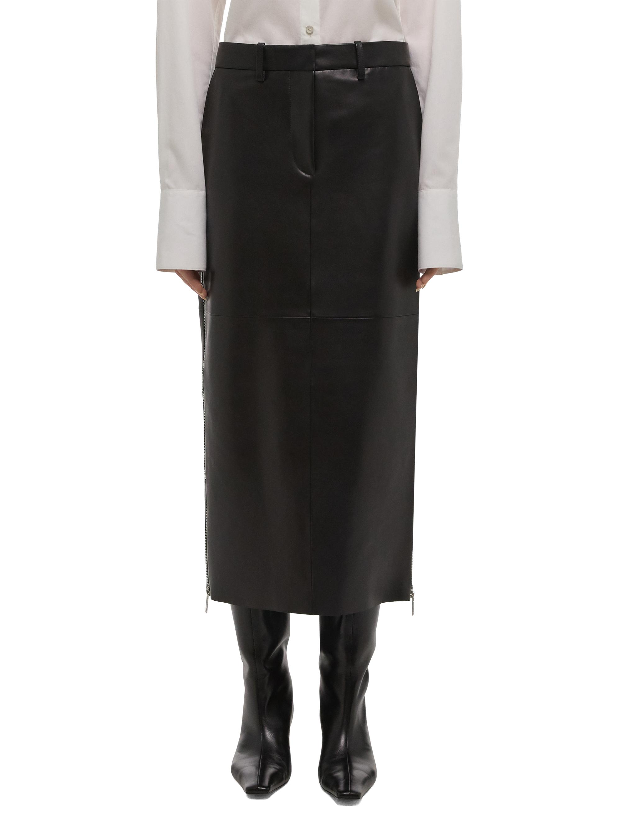 Helmut Lang Zip-Trim Leather Midi-Skirt | Saks Fifth Avenue
