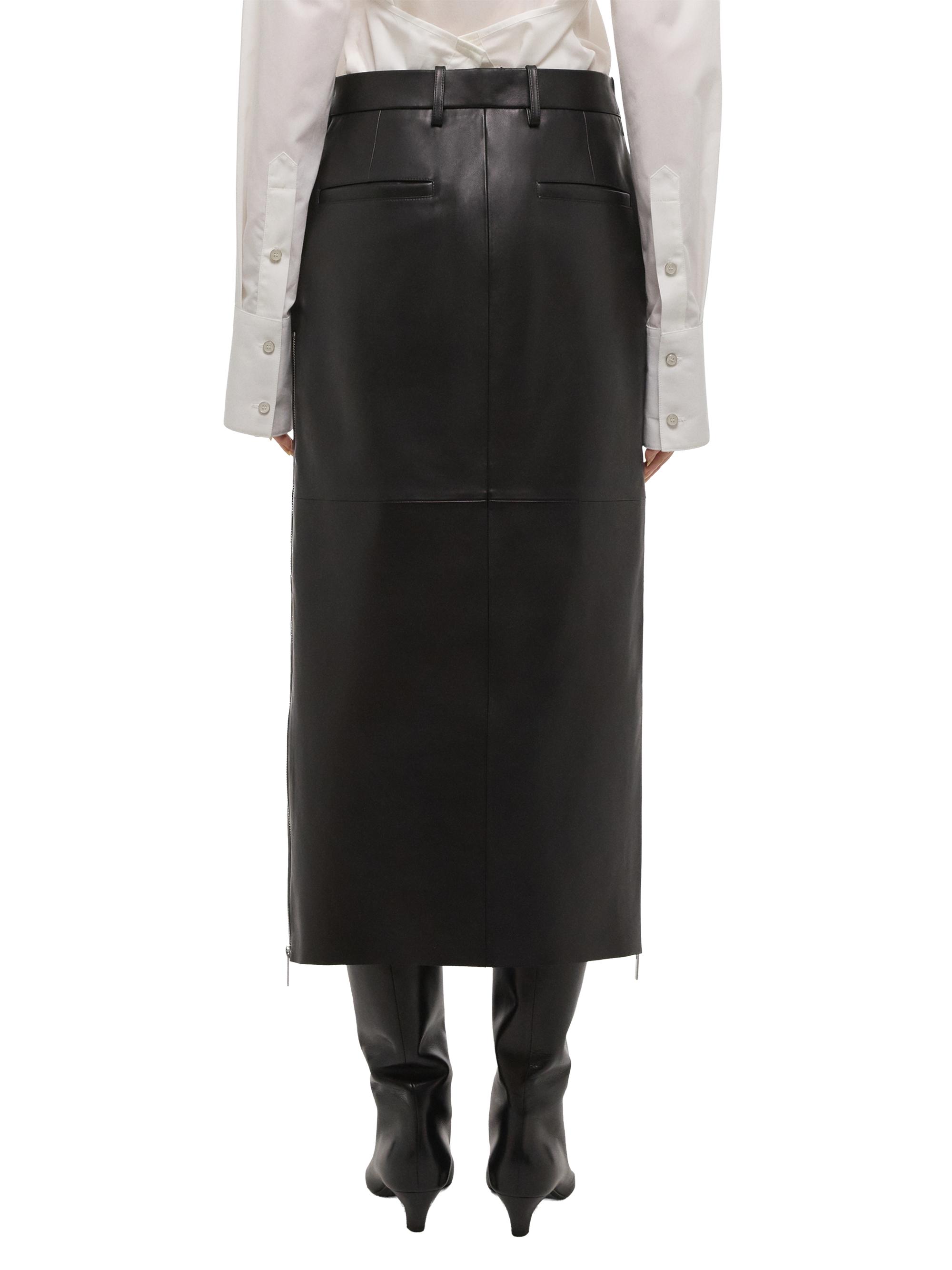 Helmut Lang Zip-Trim Leather Midi-Skirt | Saks Fifth Avenue